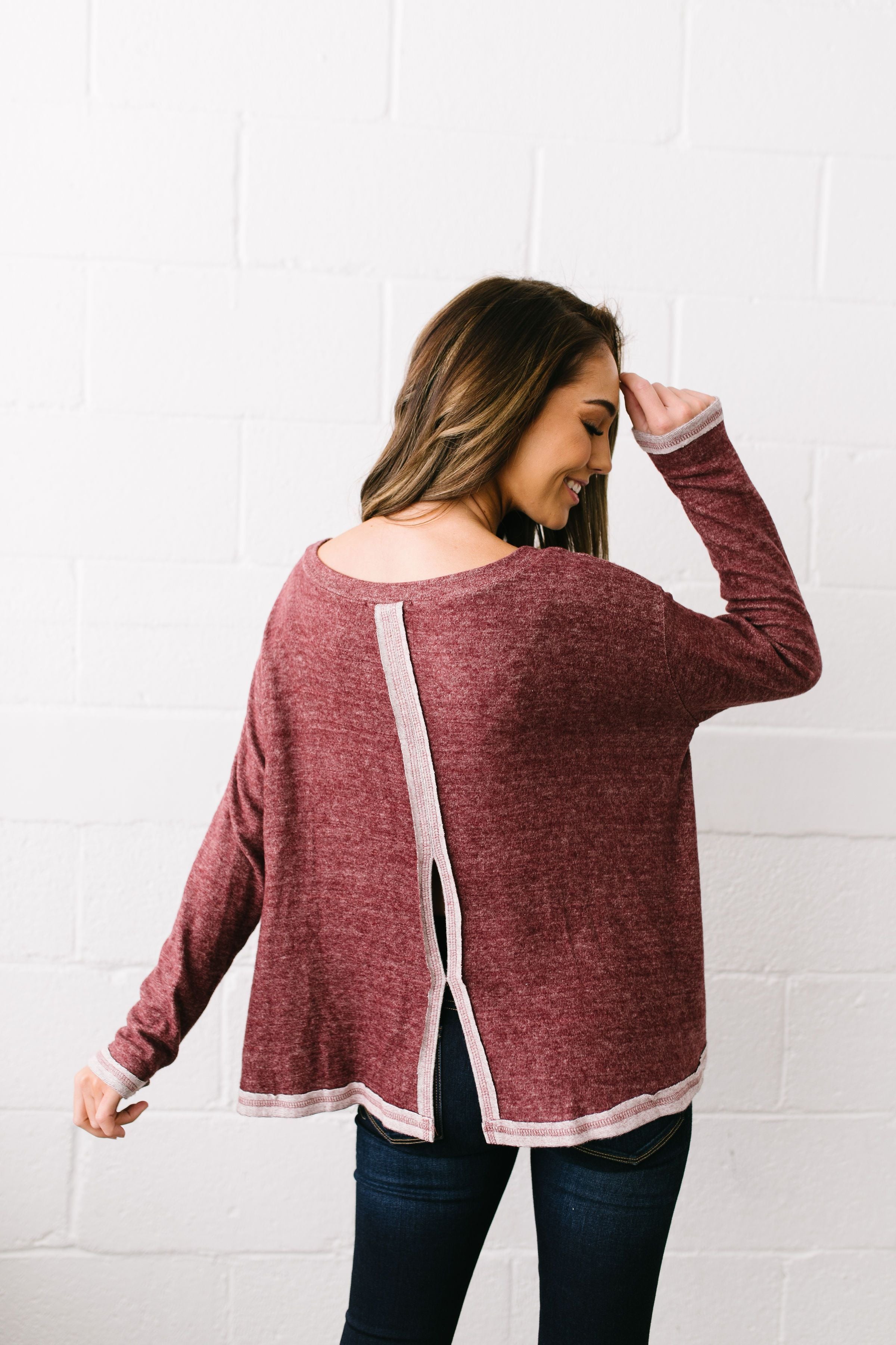 Hipster Heathered Tunic In Faded Burgundy - ALL SALES FINAL