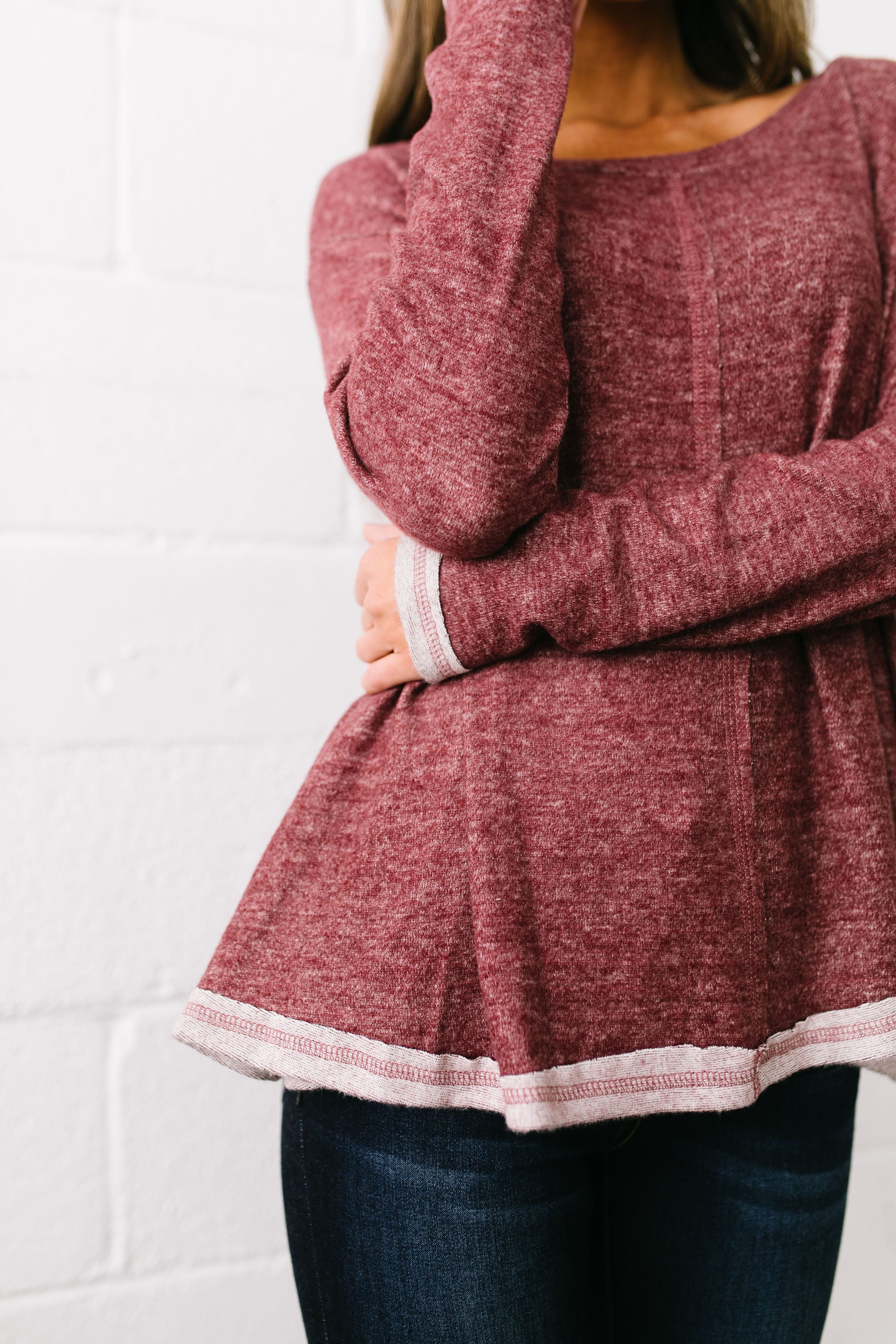 Hipster Heathered Tunic In Faded Burgundy - ALL SALES FINAL