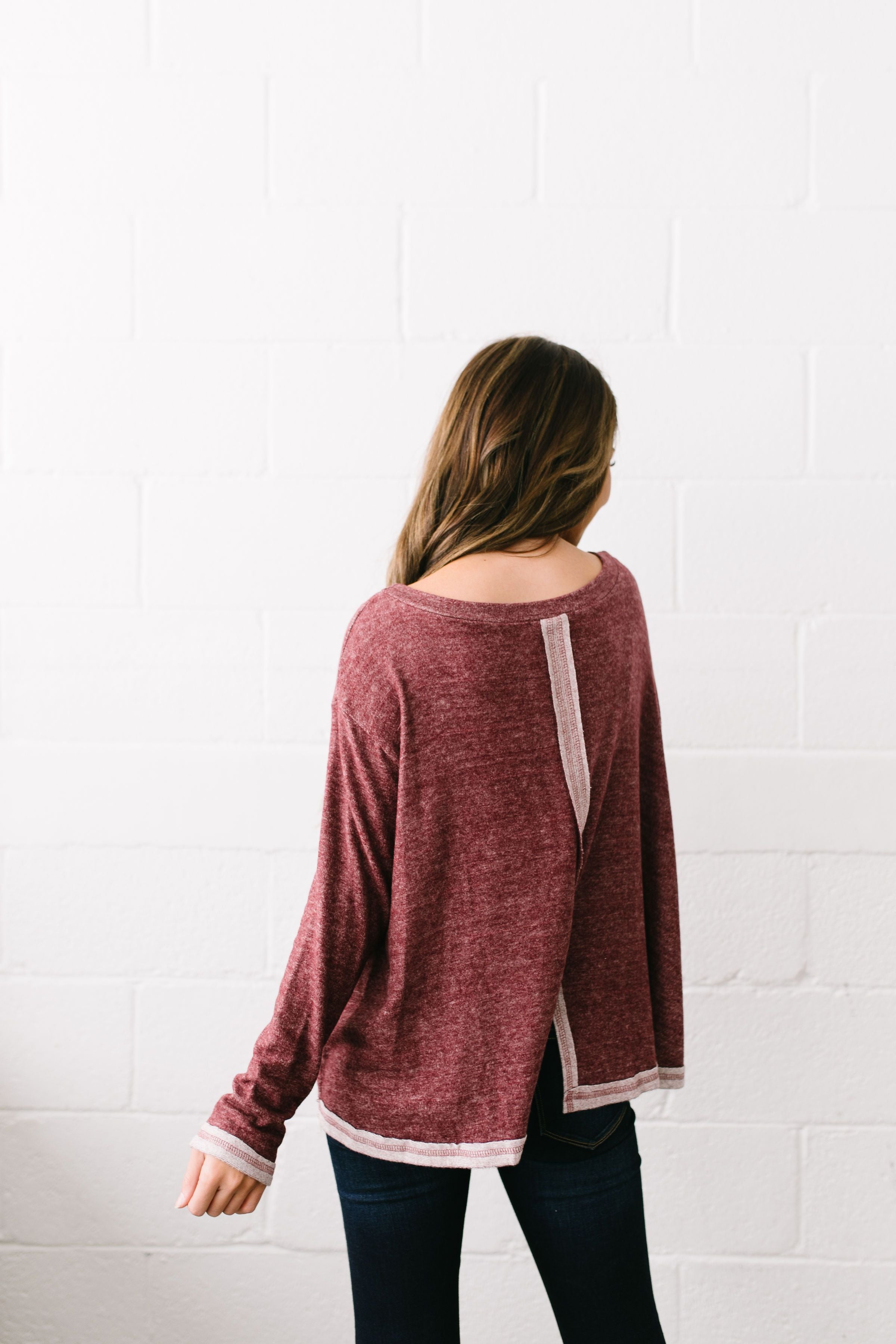 Hipster Heathered Tunic In Faded Burgundy - ALL SALES FINAL