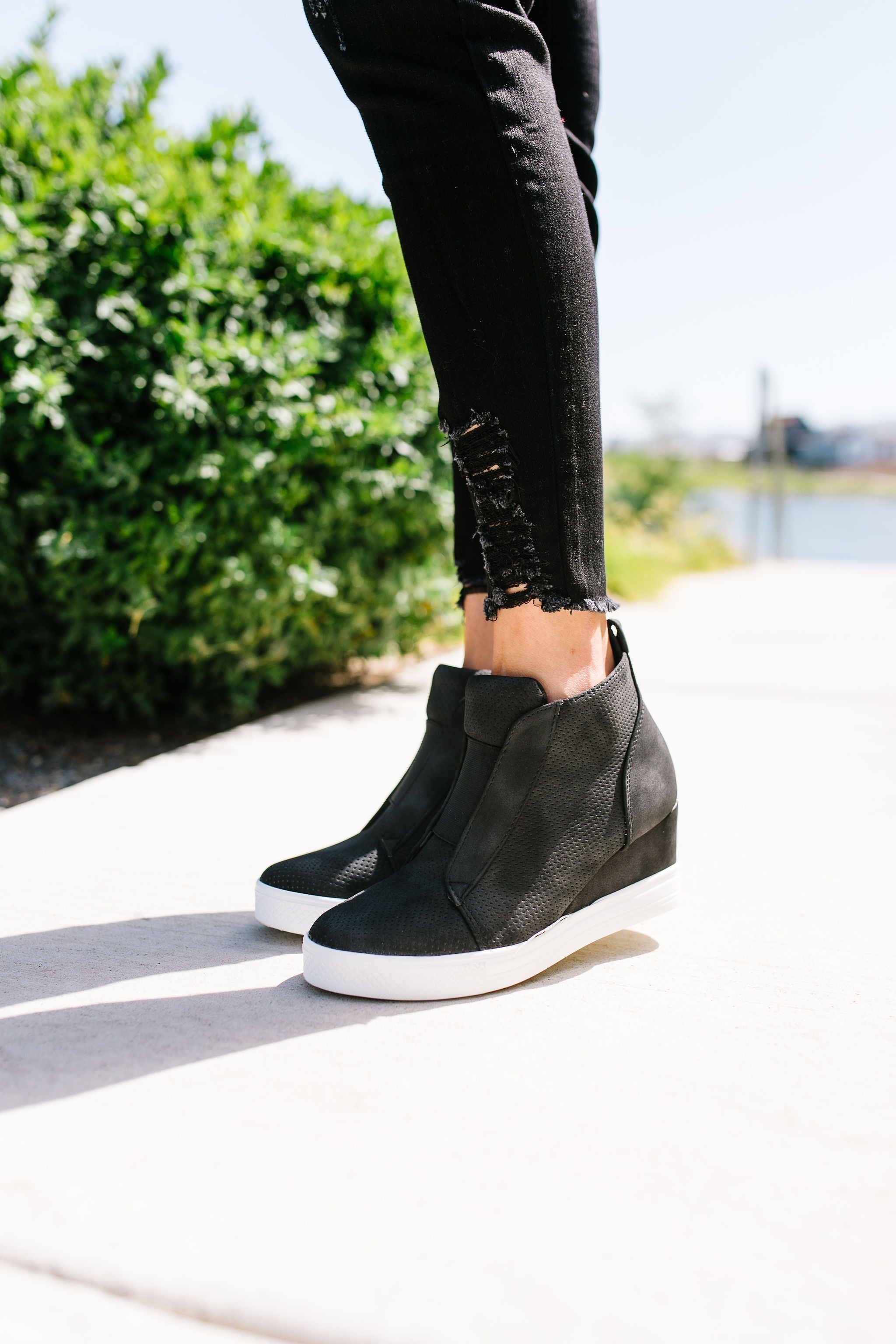 Hole In One Suede High Tops In Black