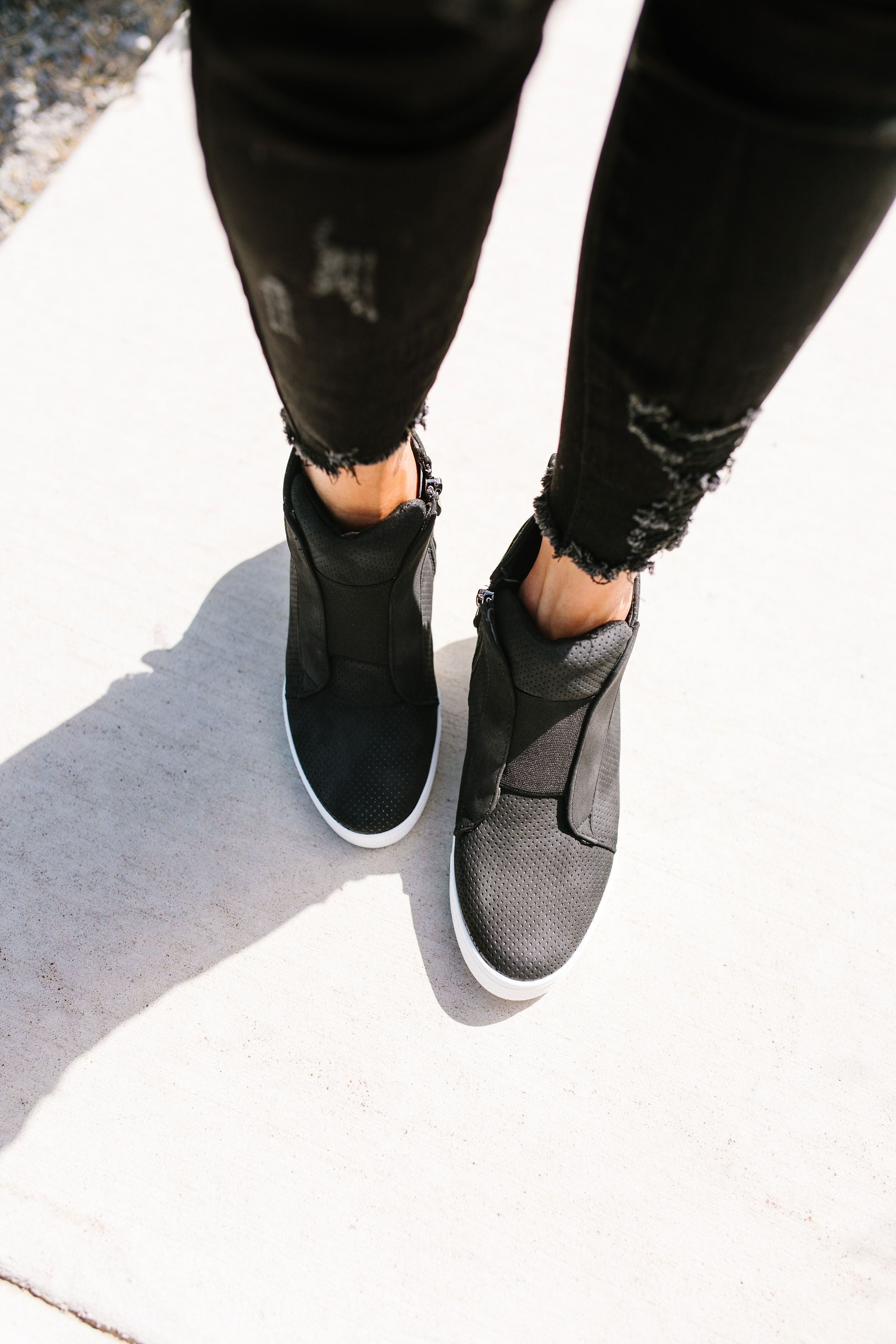 Hole In One Suede High Tops In Black