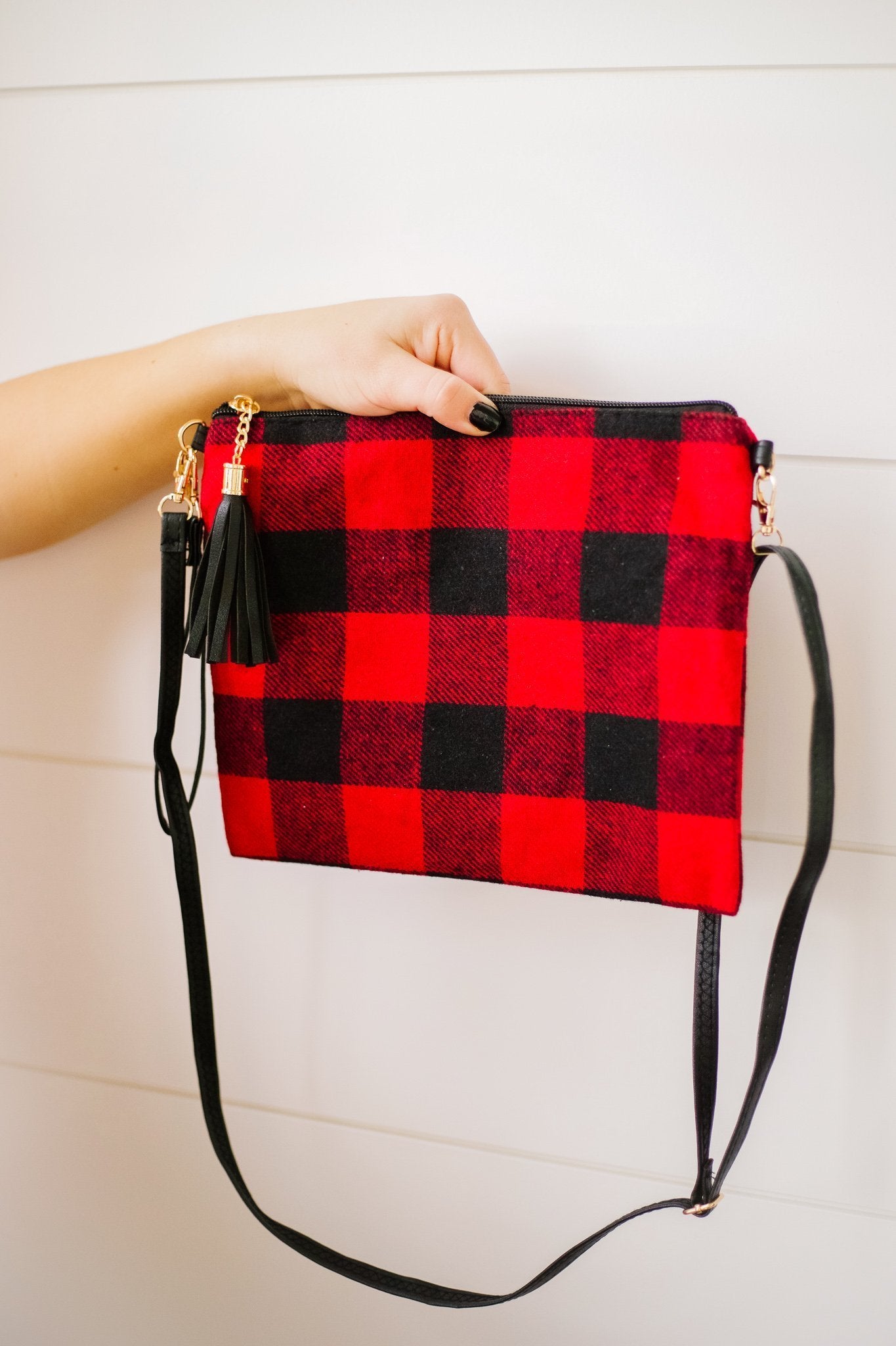 Holiday Check Crossbody Clutch