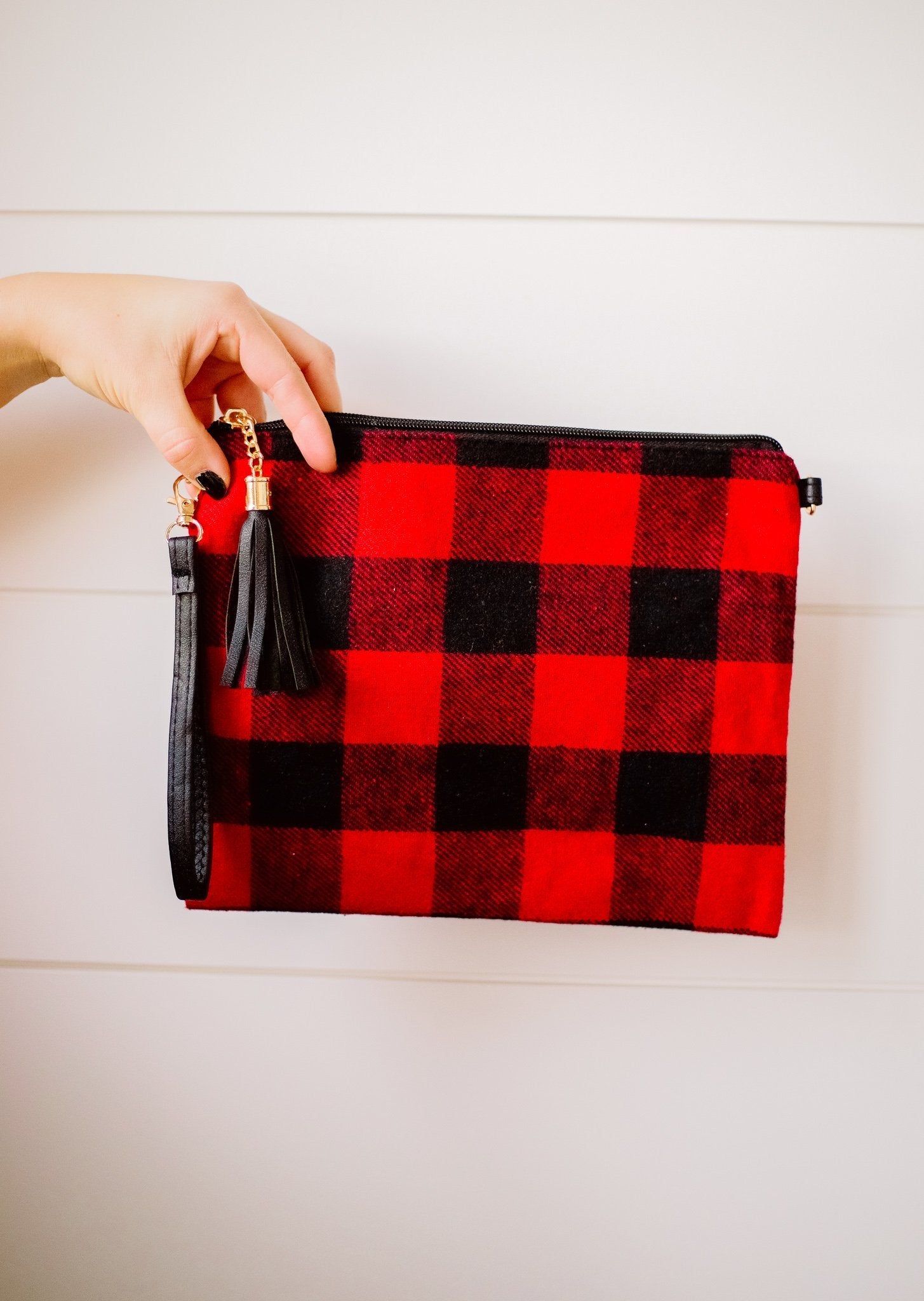 Holiday Check Crossbody Clutch