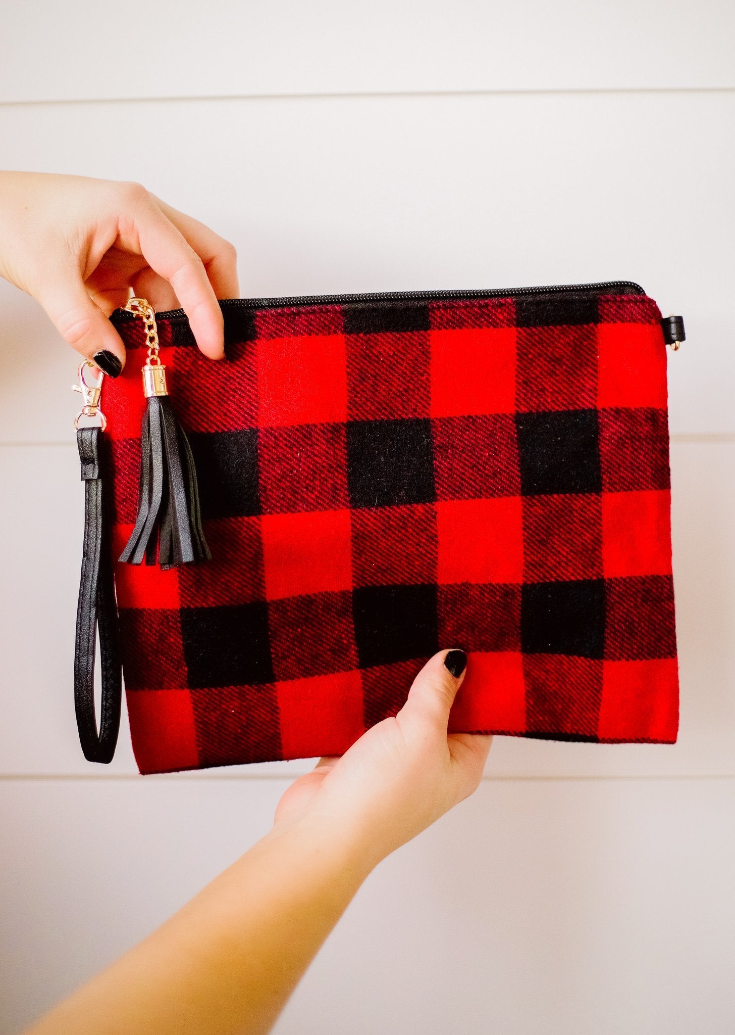 Holiday Check Crossbody Clutch