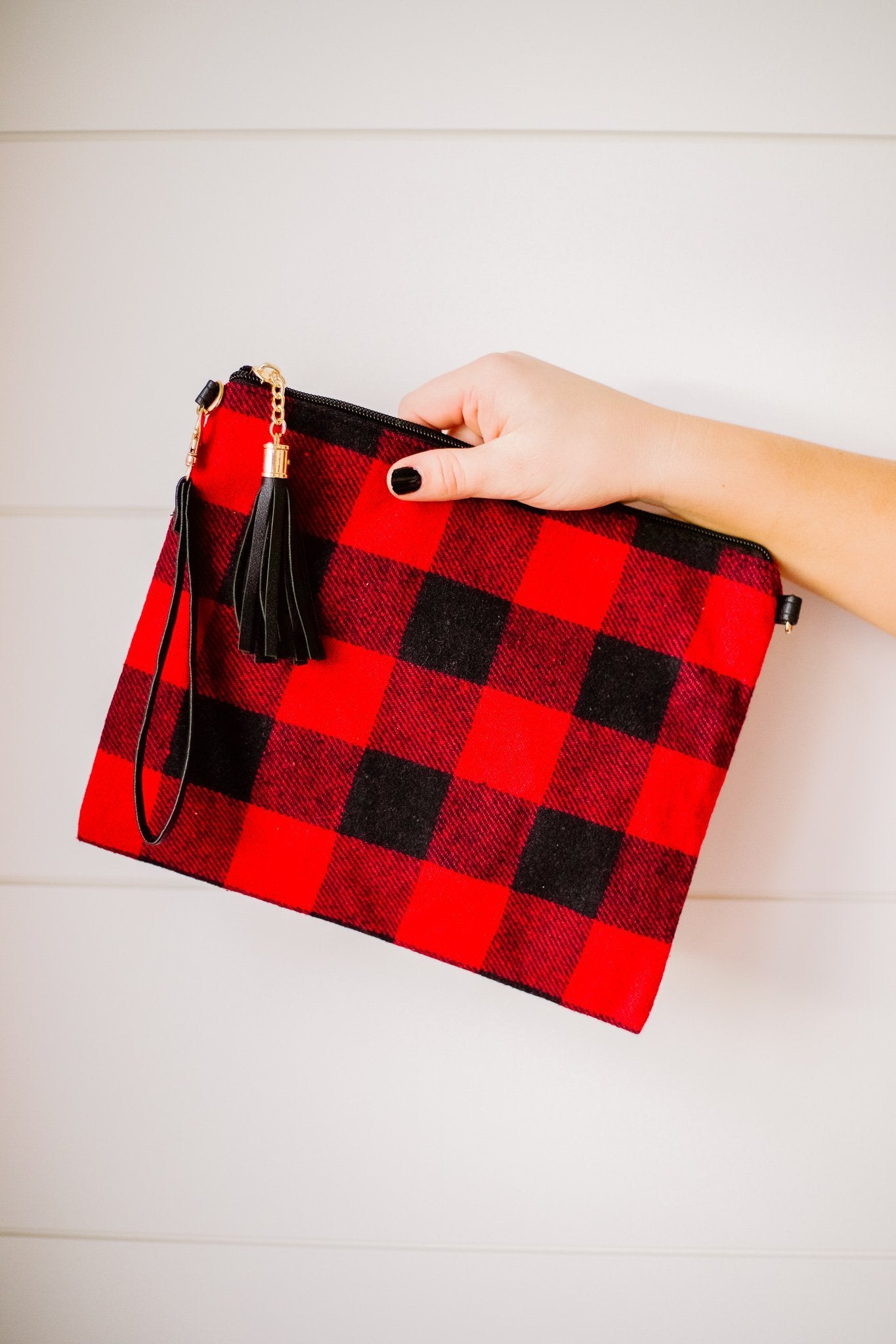 Holiday Check Crossbody Clutch