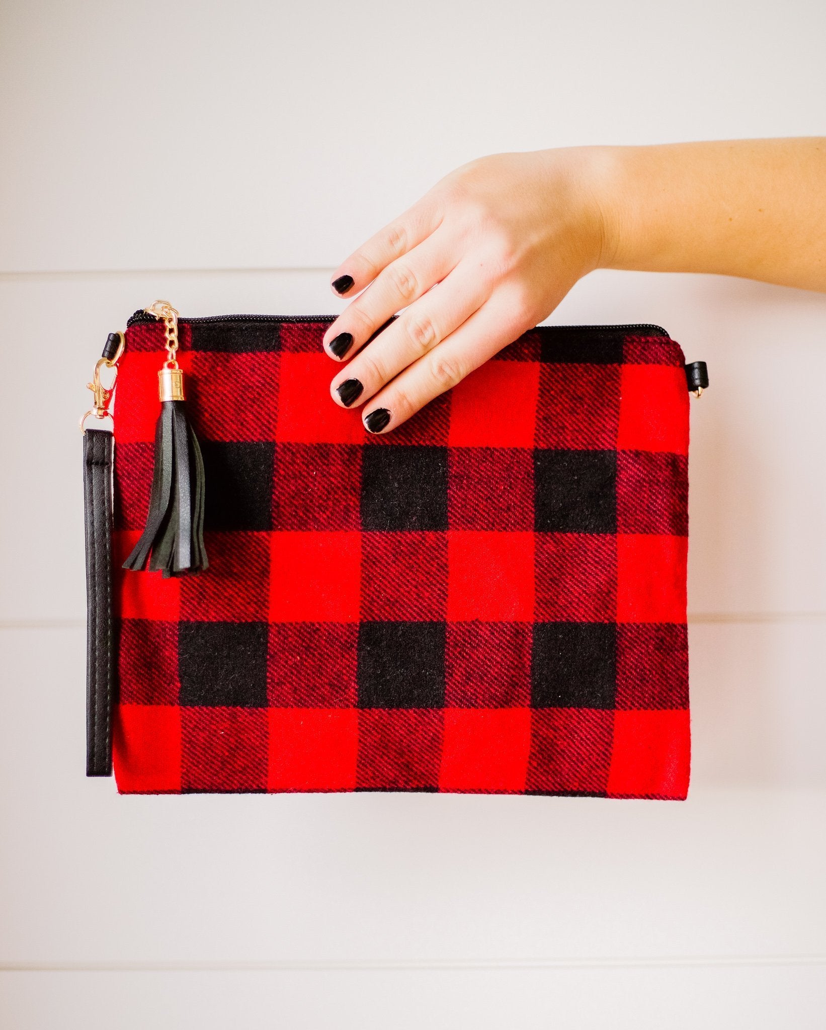 Holiday Check Crossbody Clutch