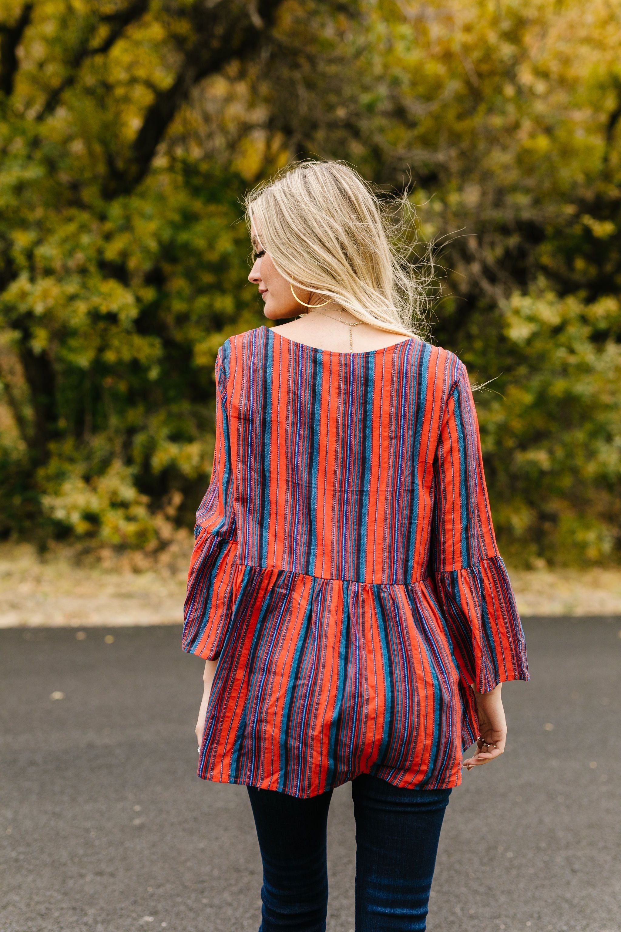 Hot And Cold Striped Babydoll Blouse