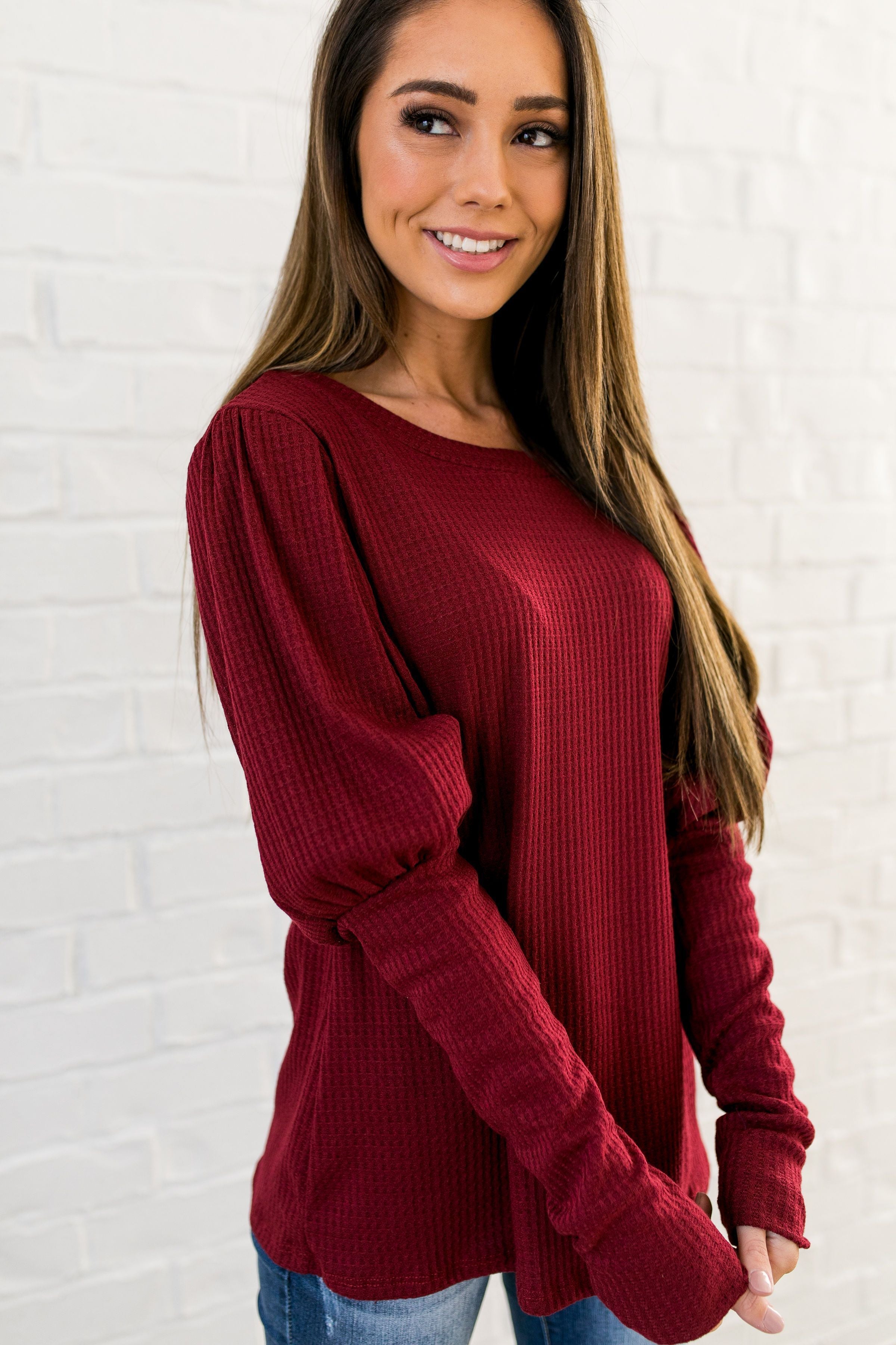 It’s All About The Sleeves Waffle Knit Top - ALL SALES FINAL