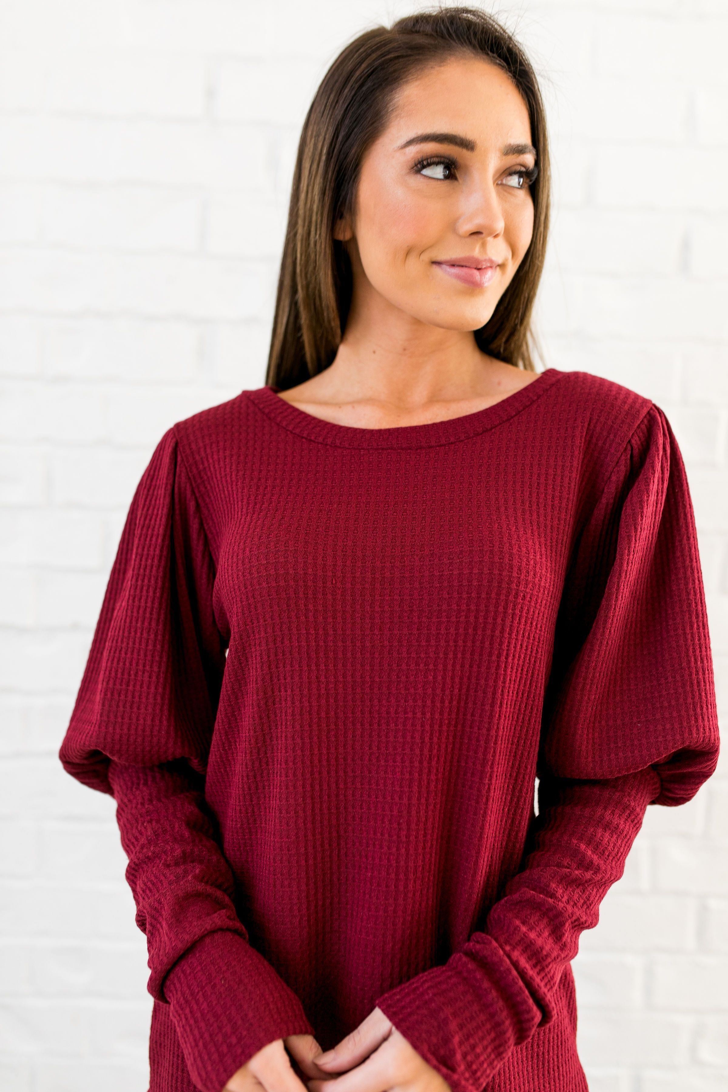 It’s All About The Sleeves Waffle Knit Top - ALL SALES FINAL