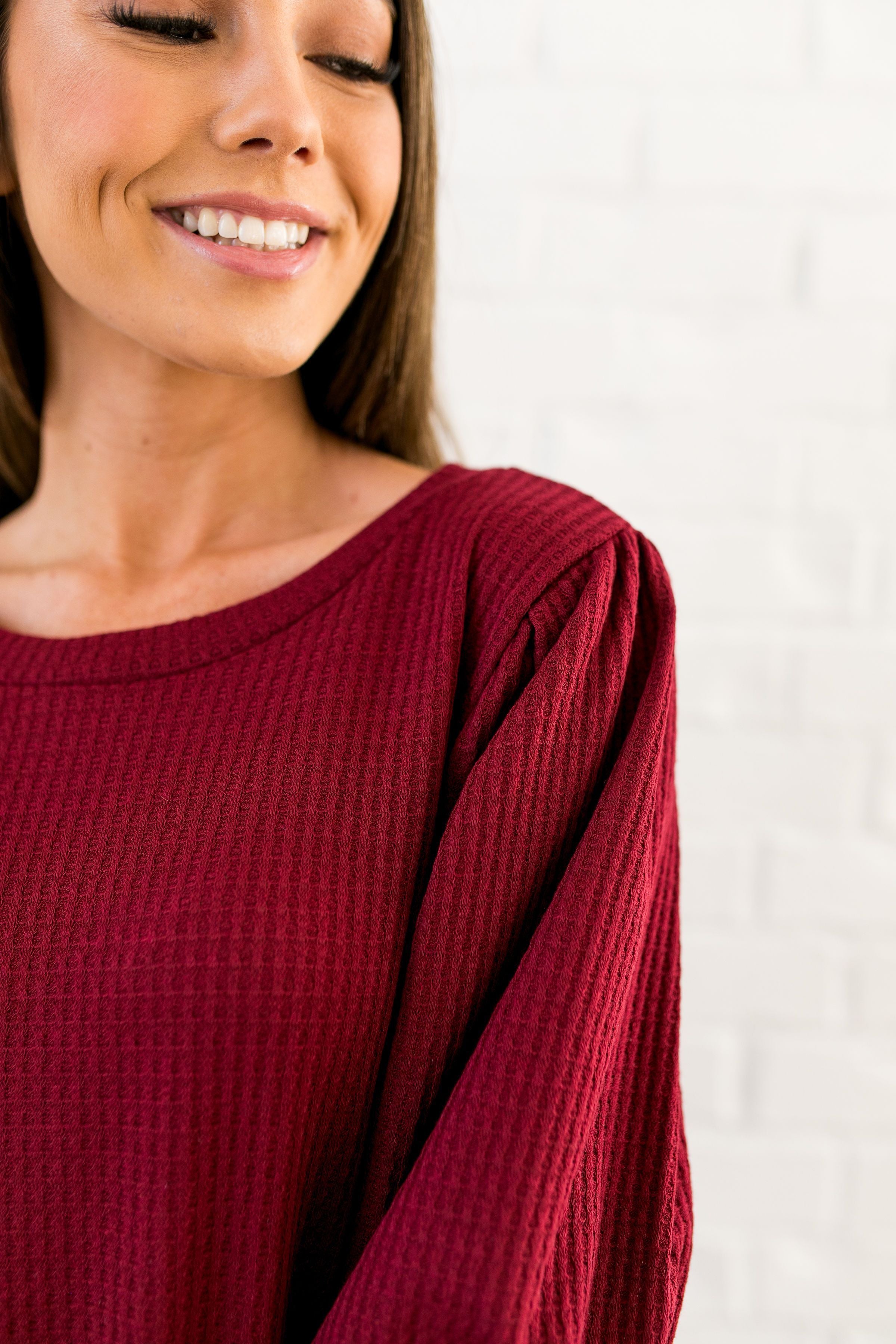 It’s All About The Sleeves Waffle Knit Top - ALL SALES FINAL