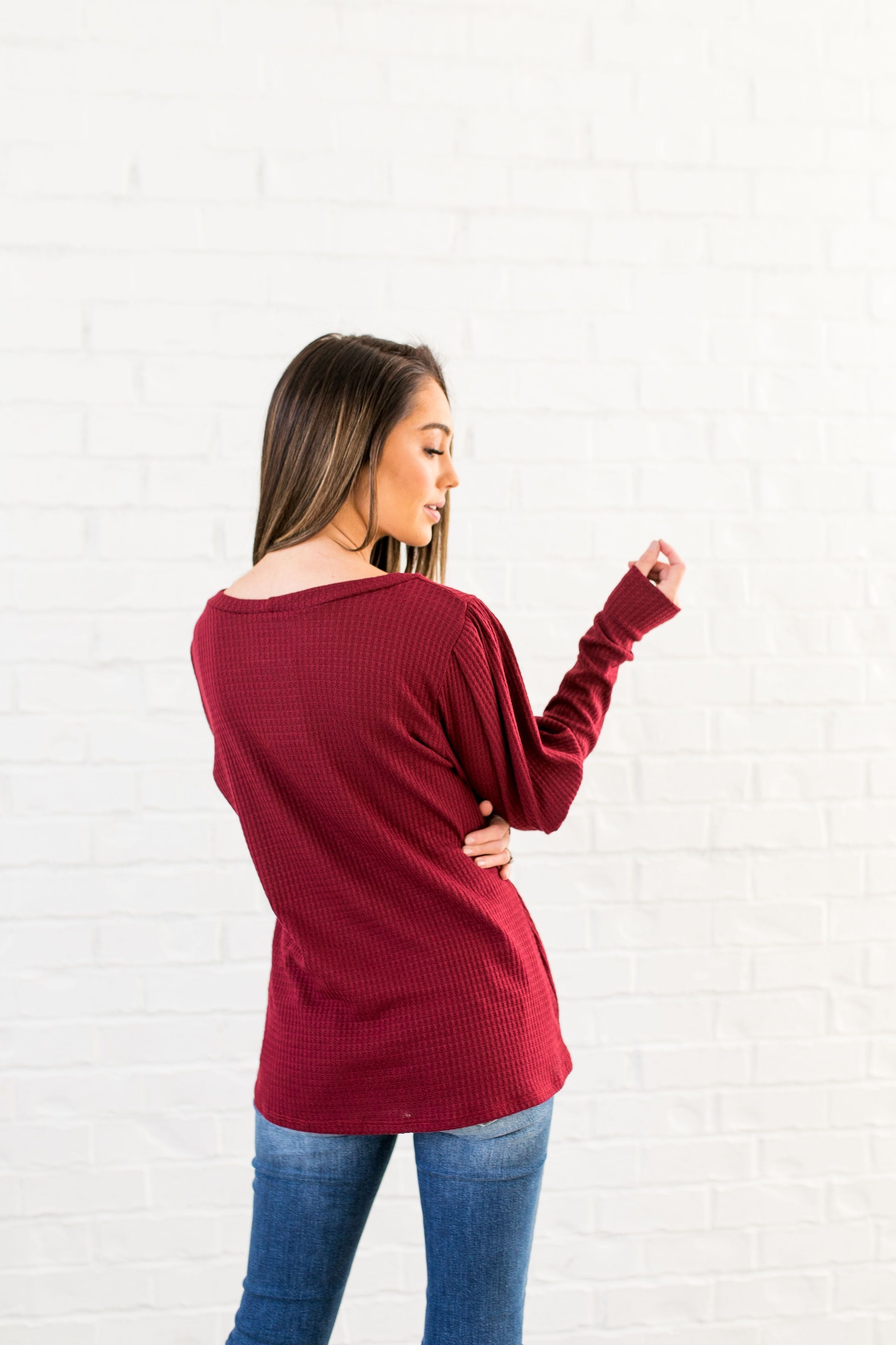 It’s All About The Sleeves Waffle Knit Top - ALL SALES FINAL