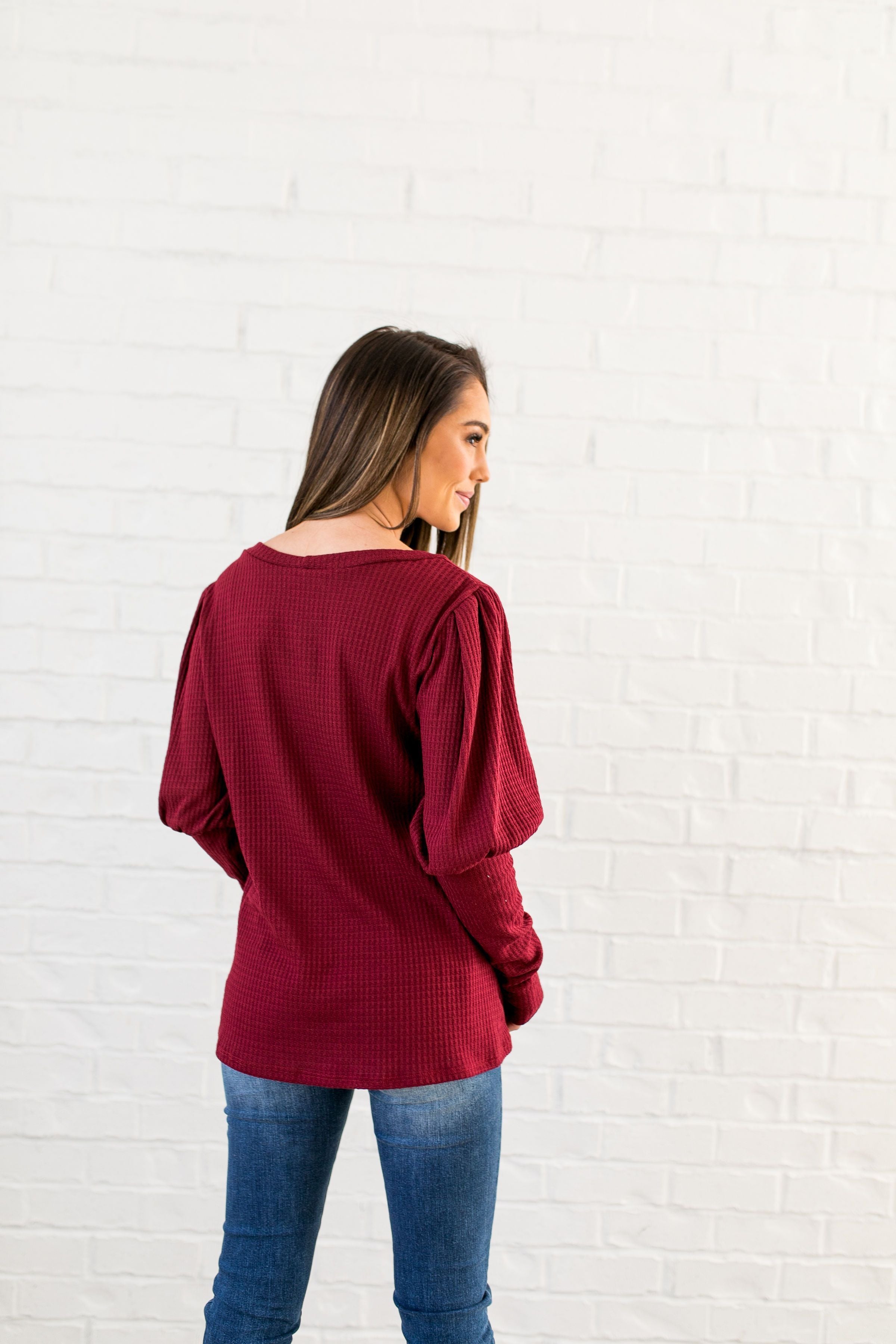 It’s All About The Sleeves Waffle Knit Top - ALL SALES FINAL