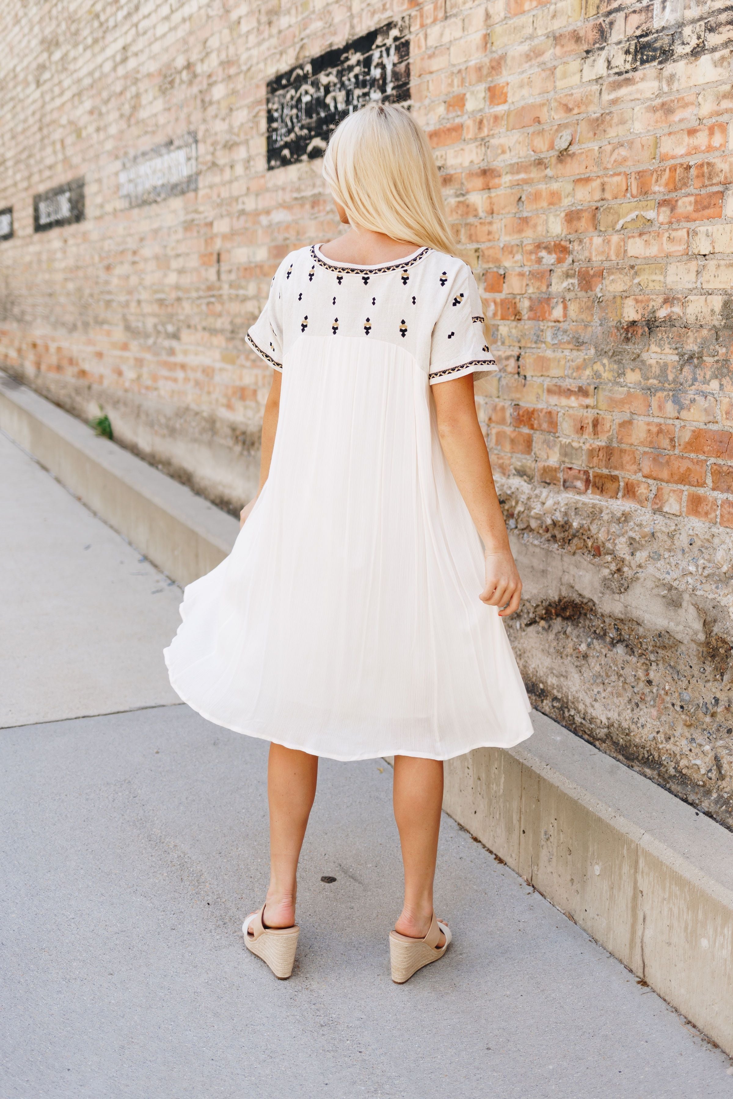 Ivory Elegance Embroidered Midi Dress