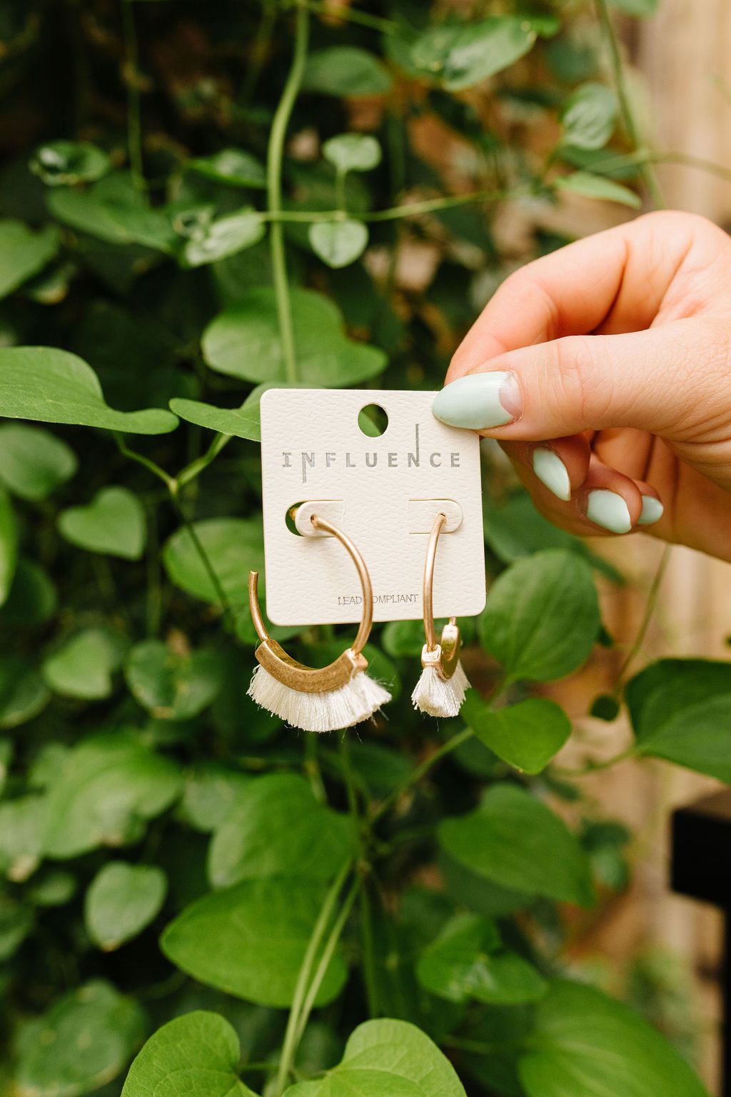 Ivory Fringe Hoop Earrings