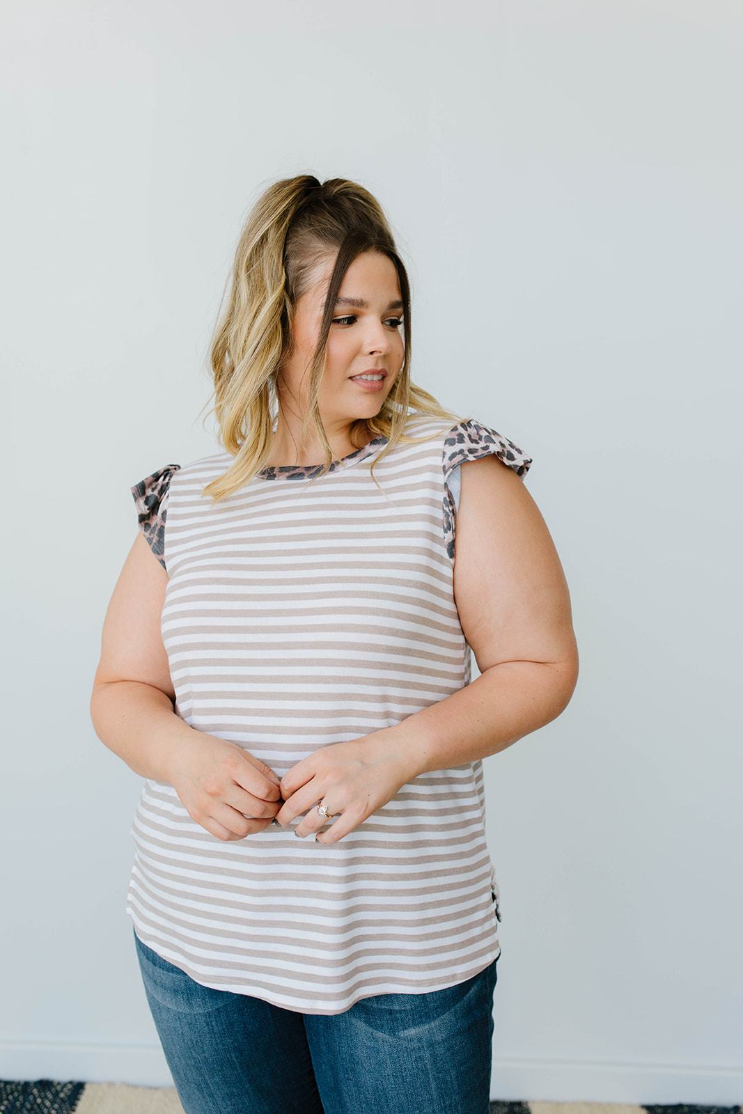 Just A Bit Of Leopard Striped Top