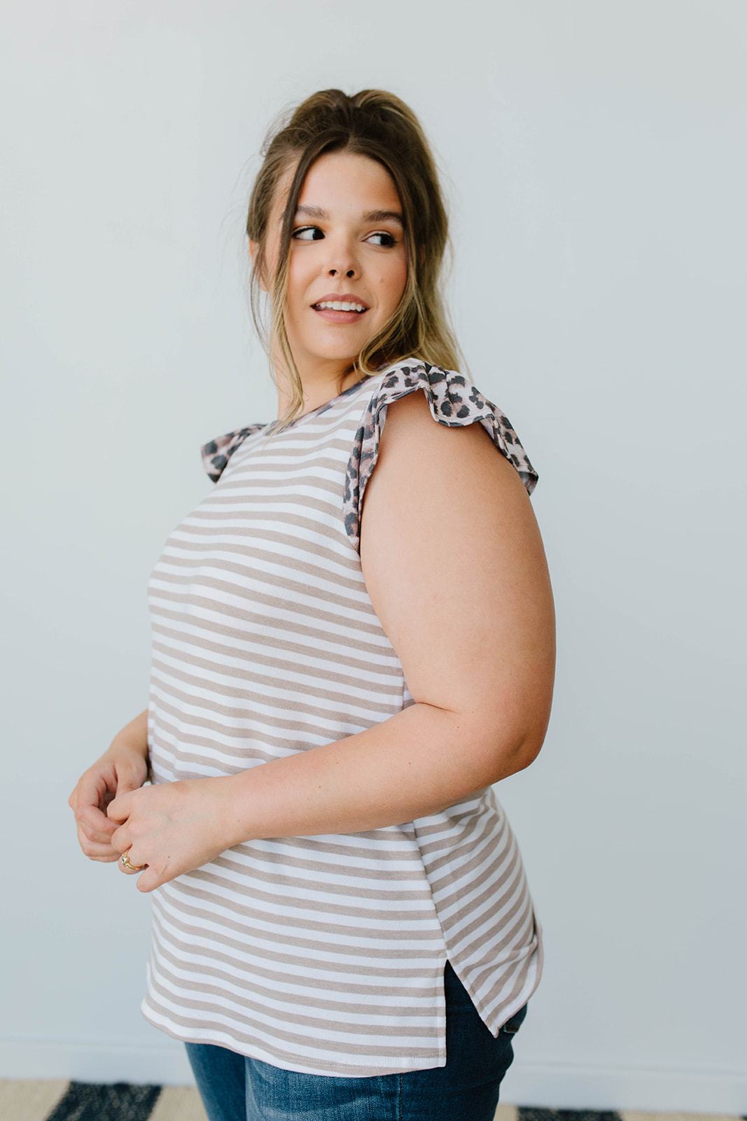 Just A Bit Of Leopard Striped Top