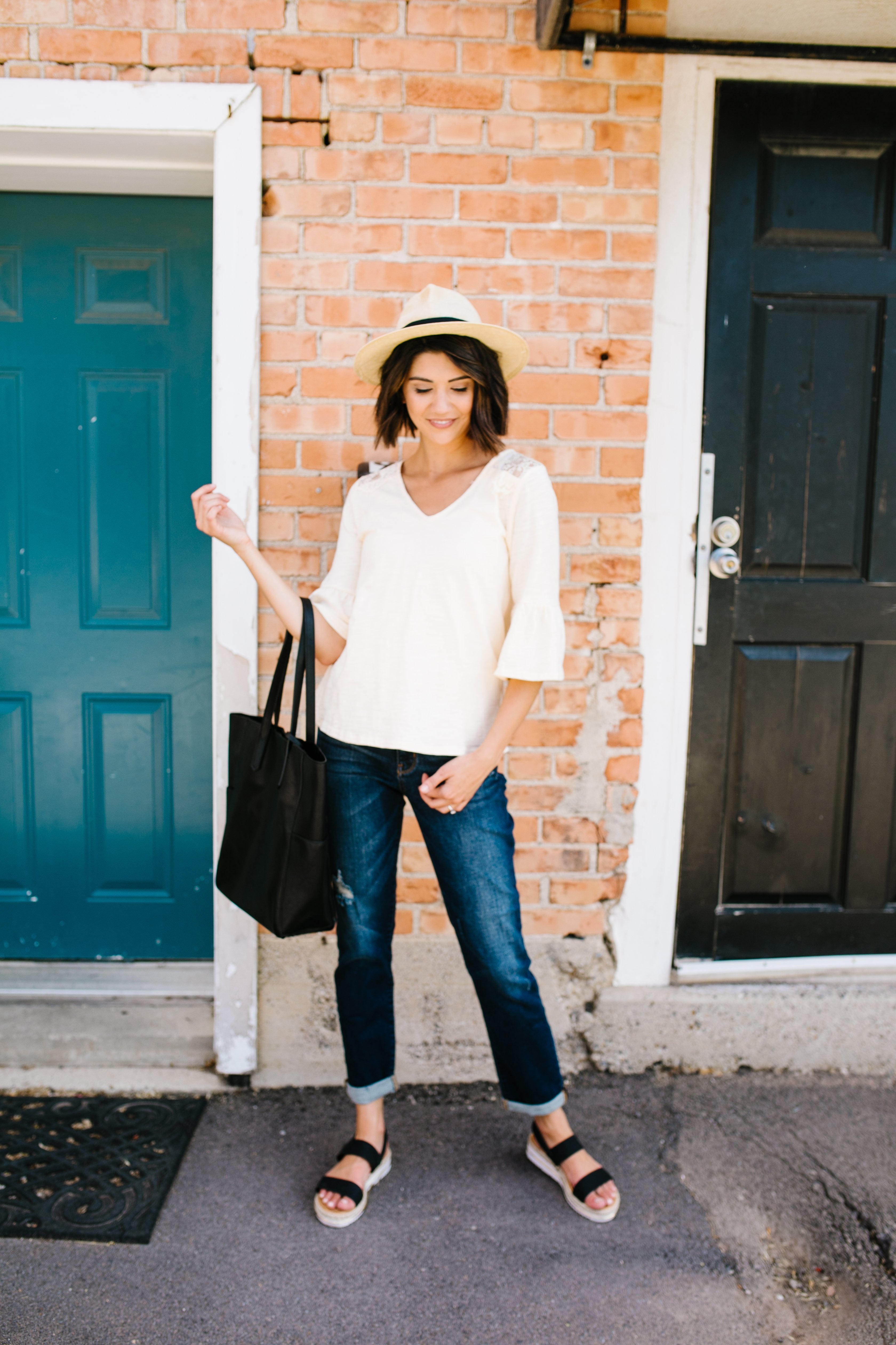 Light Peachy Lace Yoke Top