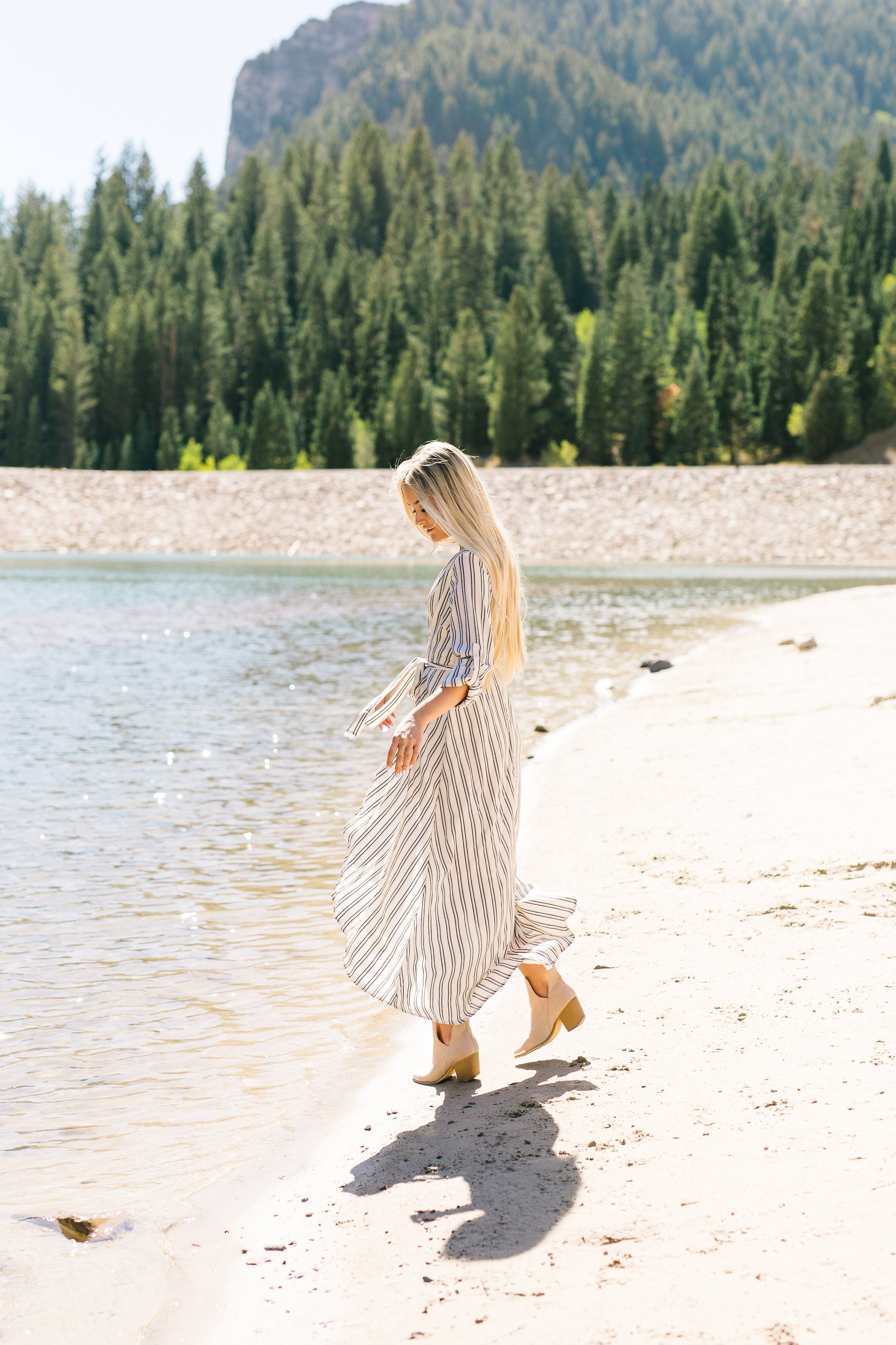 Kate Windswept Striped Wrap Dress - ALL SALES FINAL