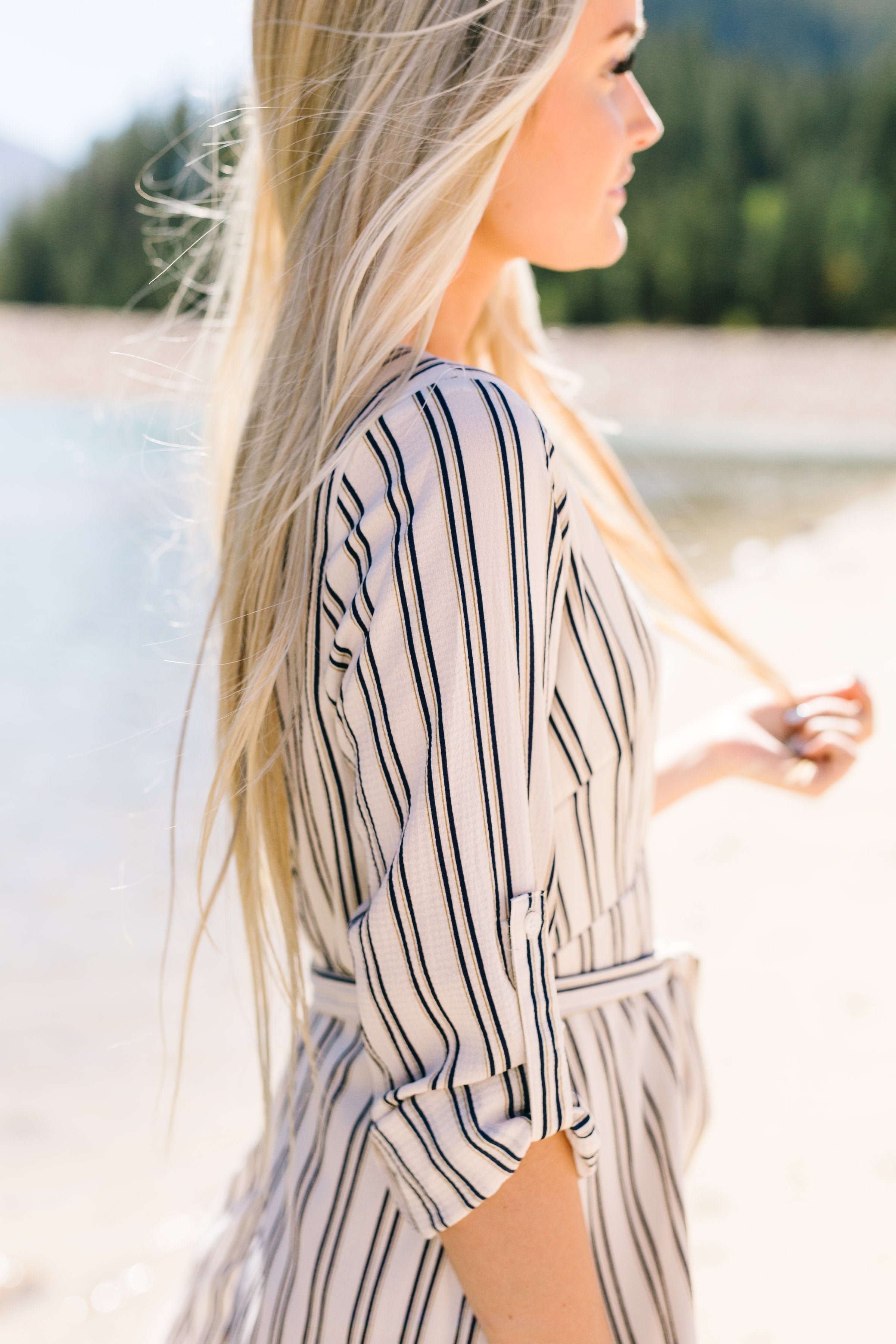 Kate Windswept Striped Wrap Dress - ALL SALES FINAL