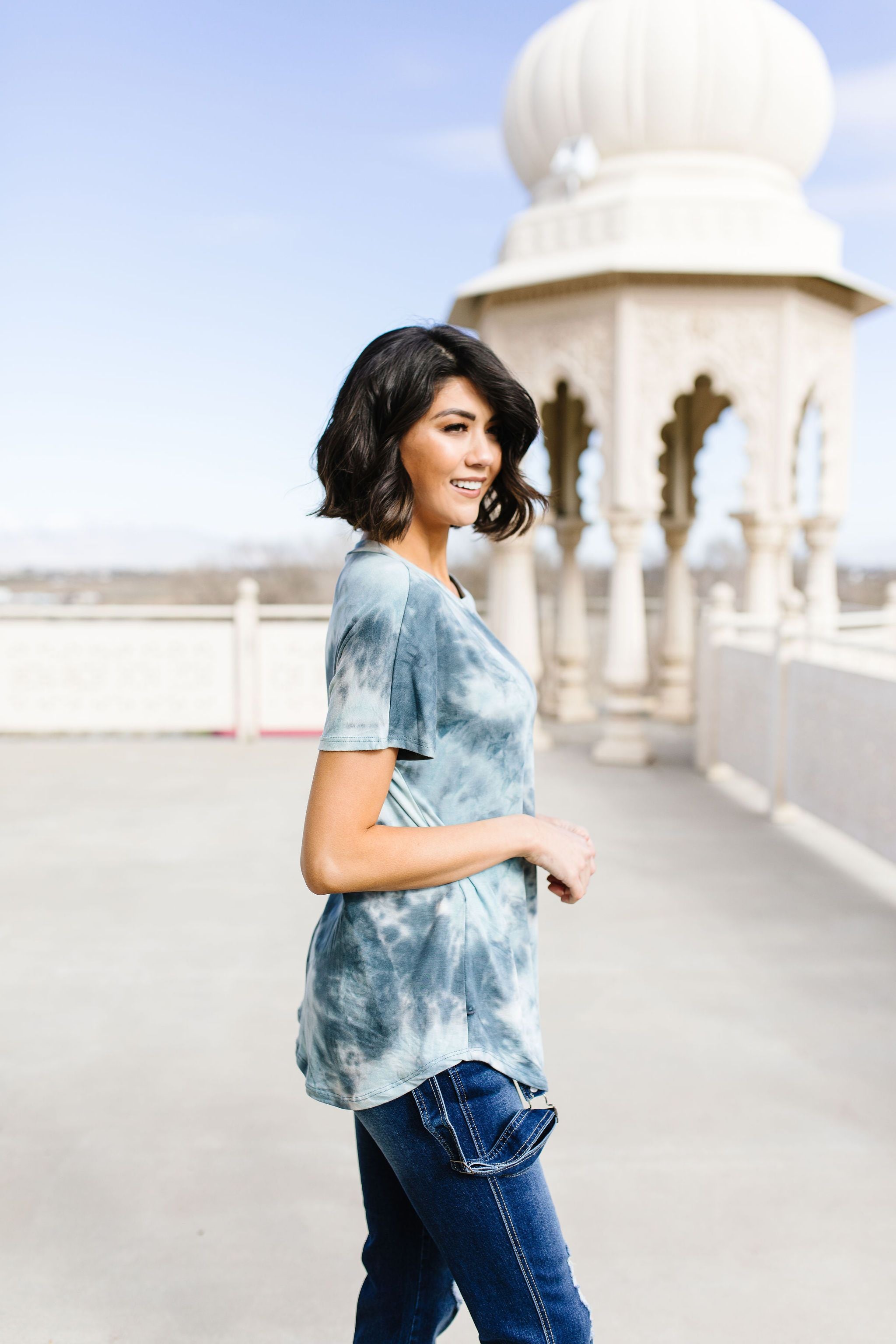 Slate Blue Love You Tie Dye Top