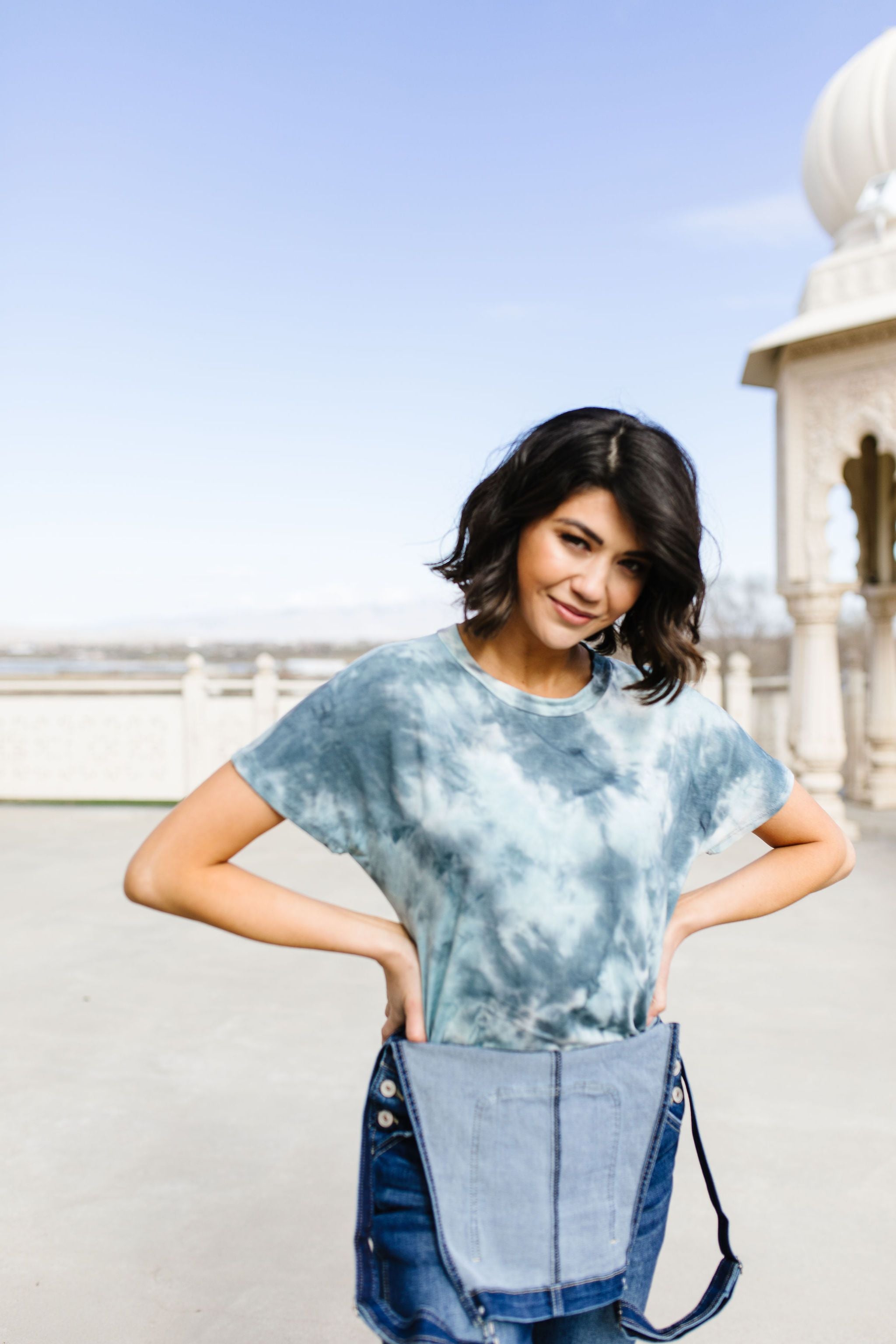 Slate Blue Love You Tie Dye Top