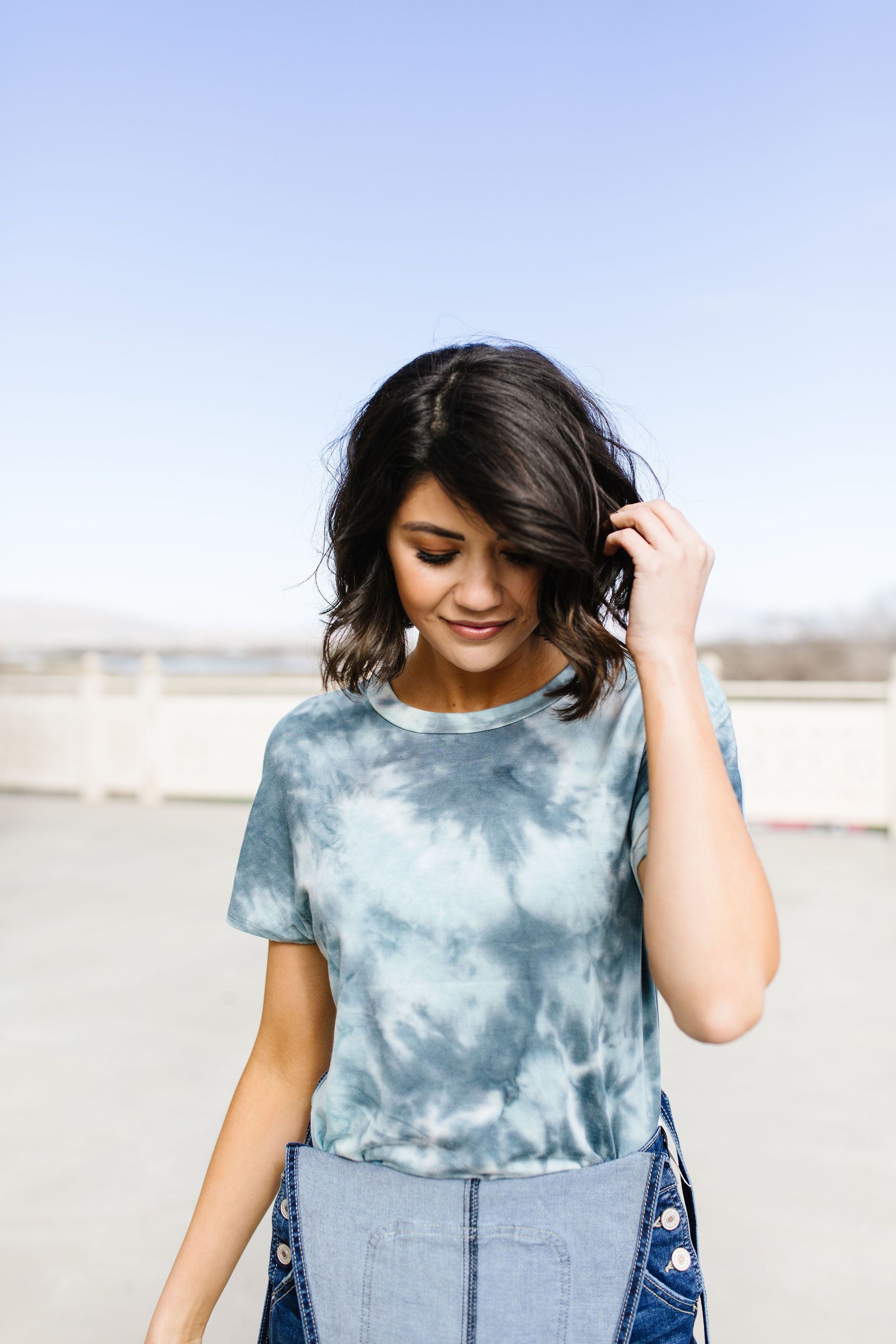 Slate Blue Love You Tie Dye Top