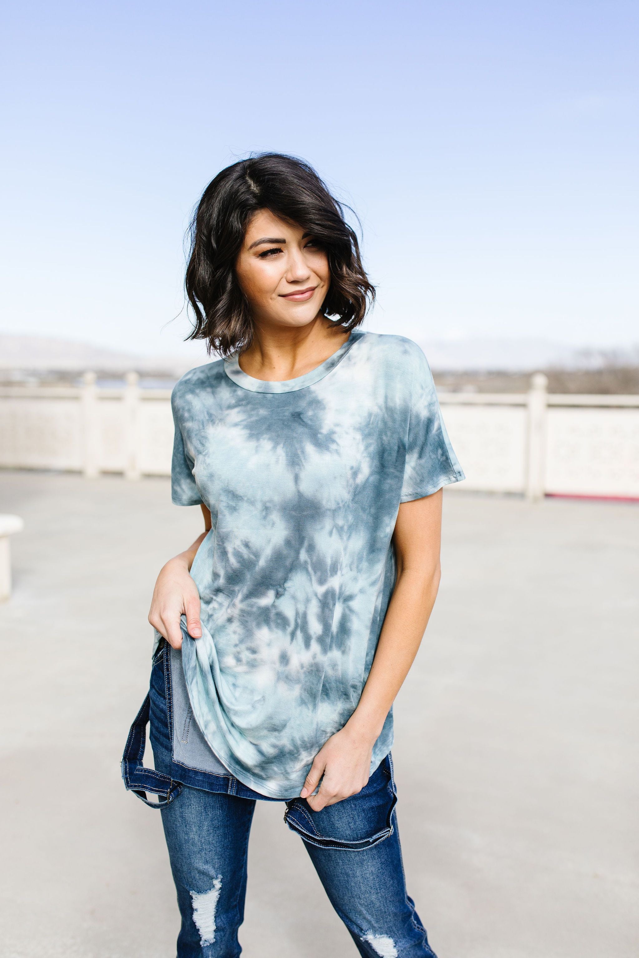 Slate Blue Love You Tie Dye Top