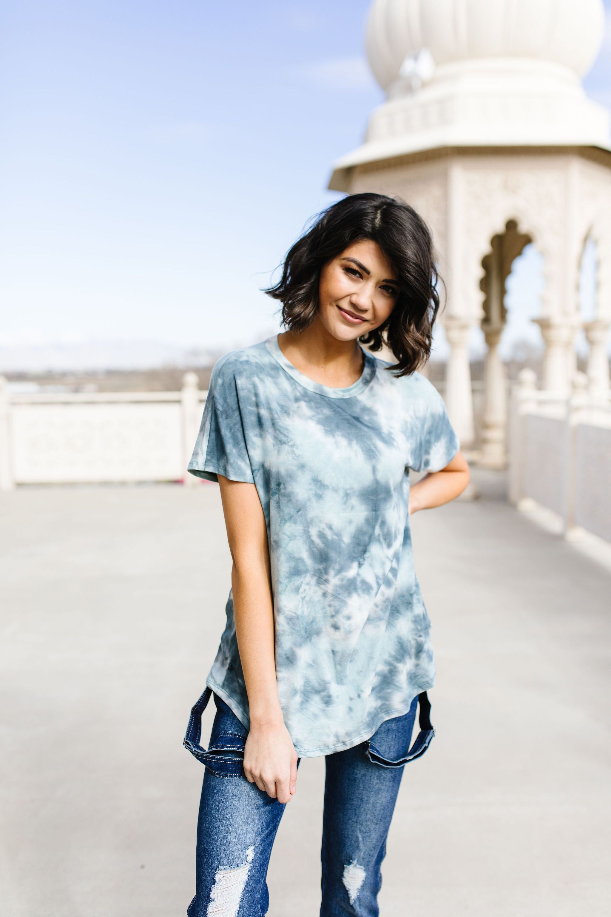 Slate Blue Love You Tie Dye Top