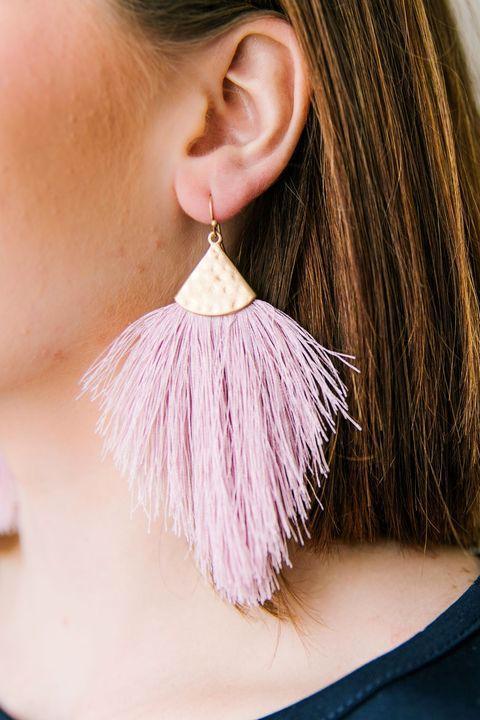 Lavender Statement Tassel Earrings