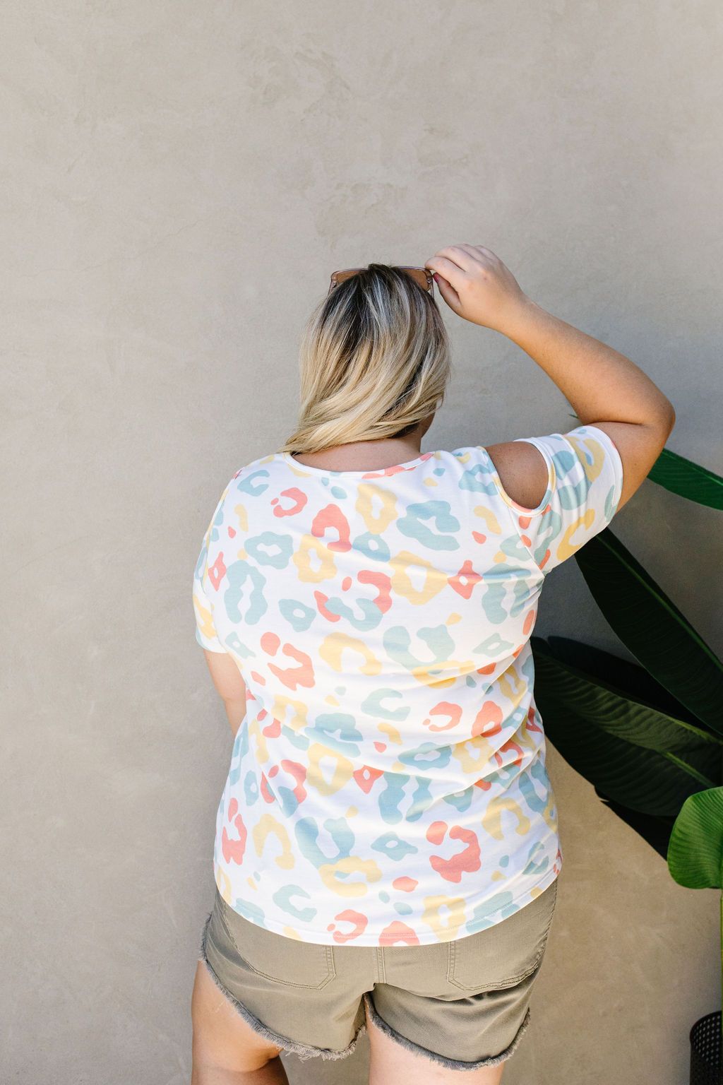 Leopard Kisses Cold Shoulder Top In Ivory