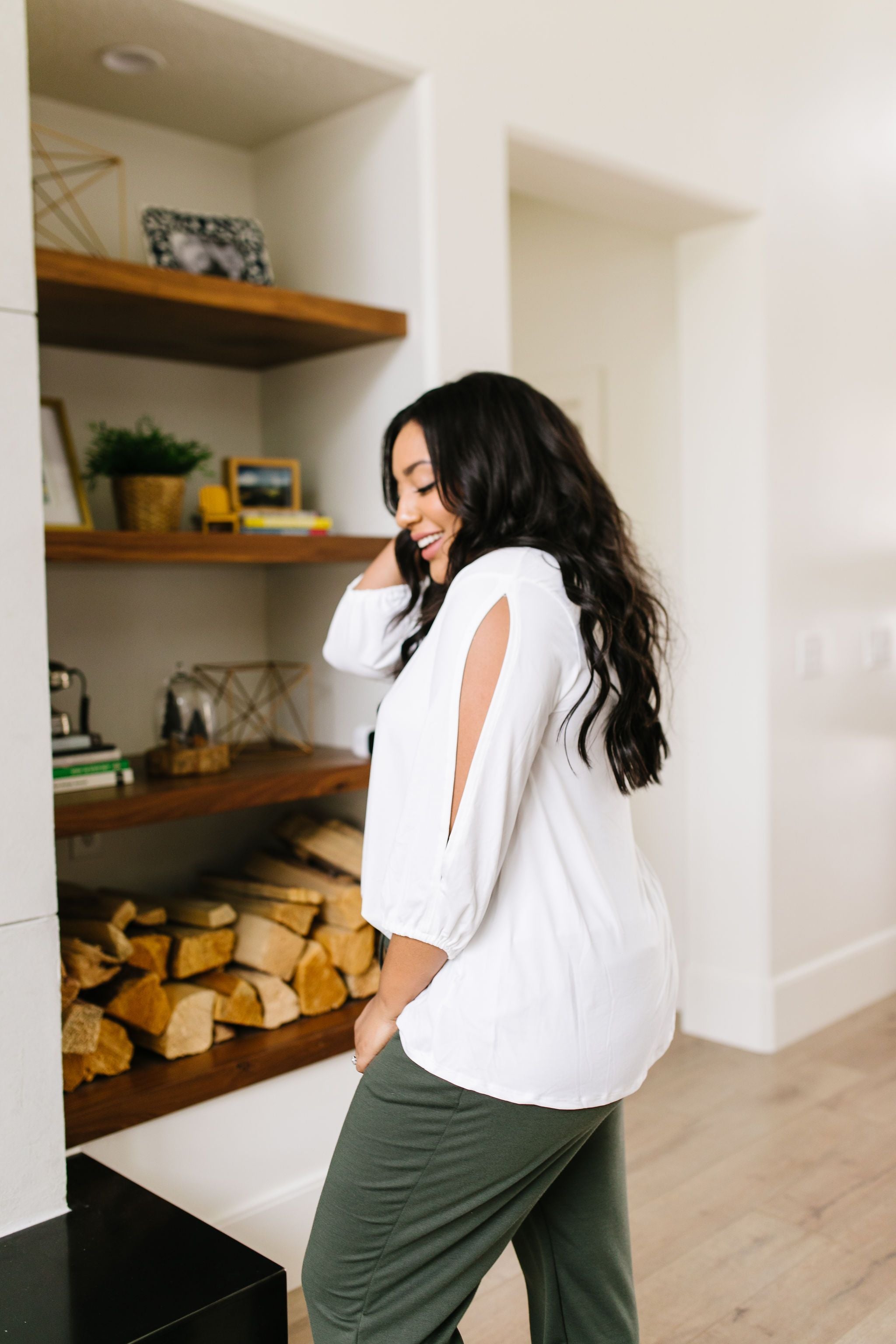 Lickity Split Sleeve Blouse In Ivory