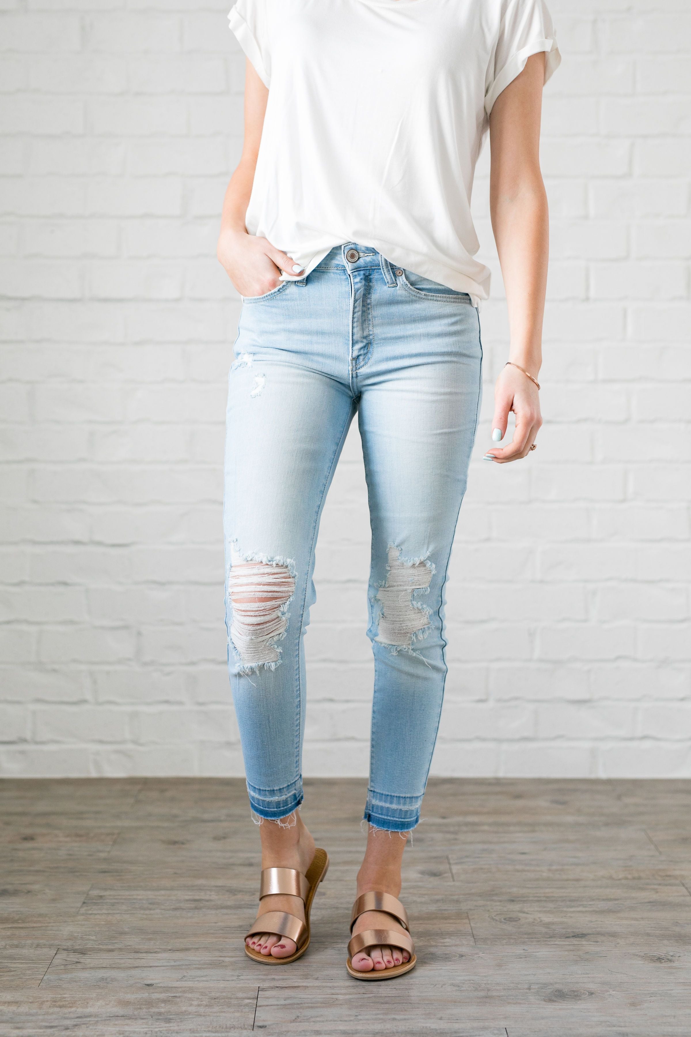 Light As Air Cropped Distressed Skinny Jeans