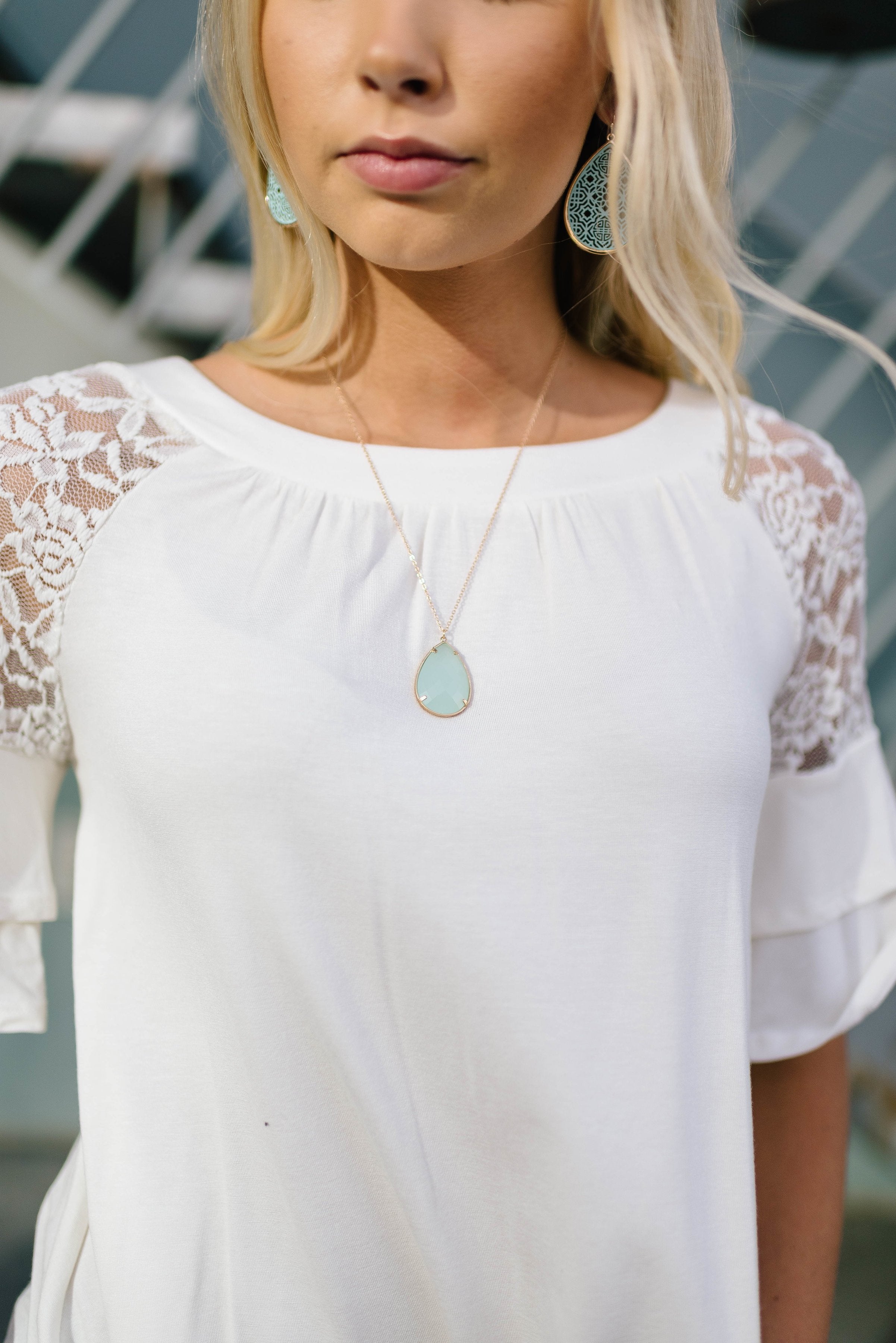 Light Mint Pendant Necklace - ALL SALES FINAL