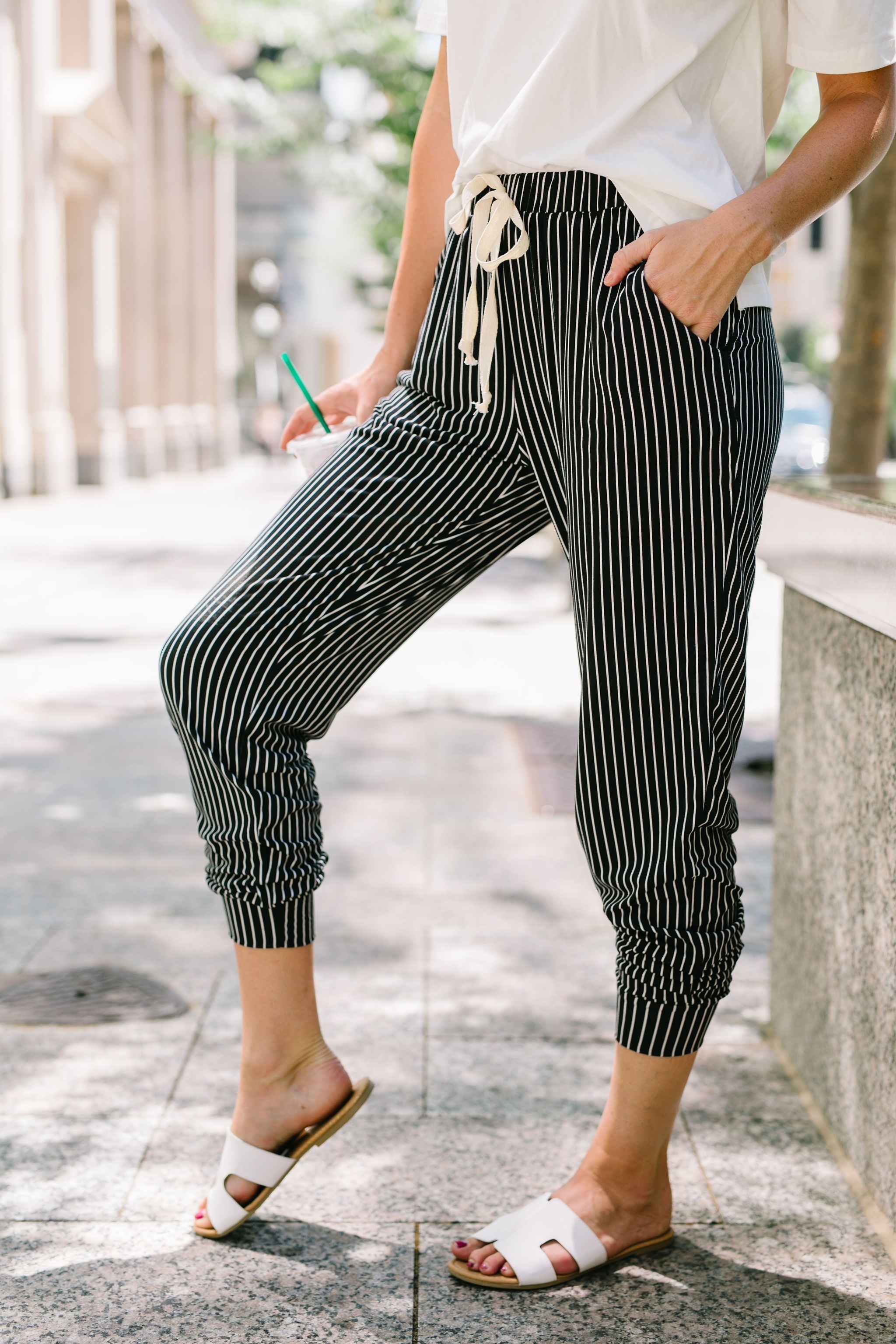 Line Up For Lounging Striped Joggers