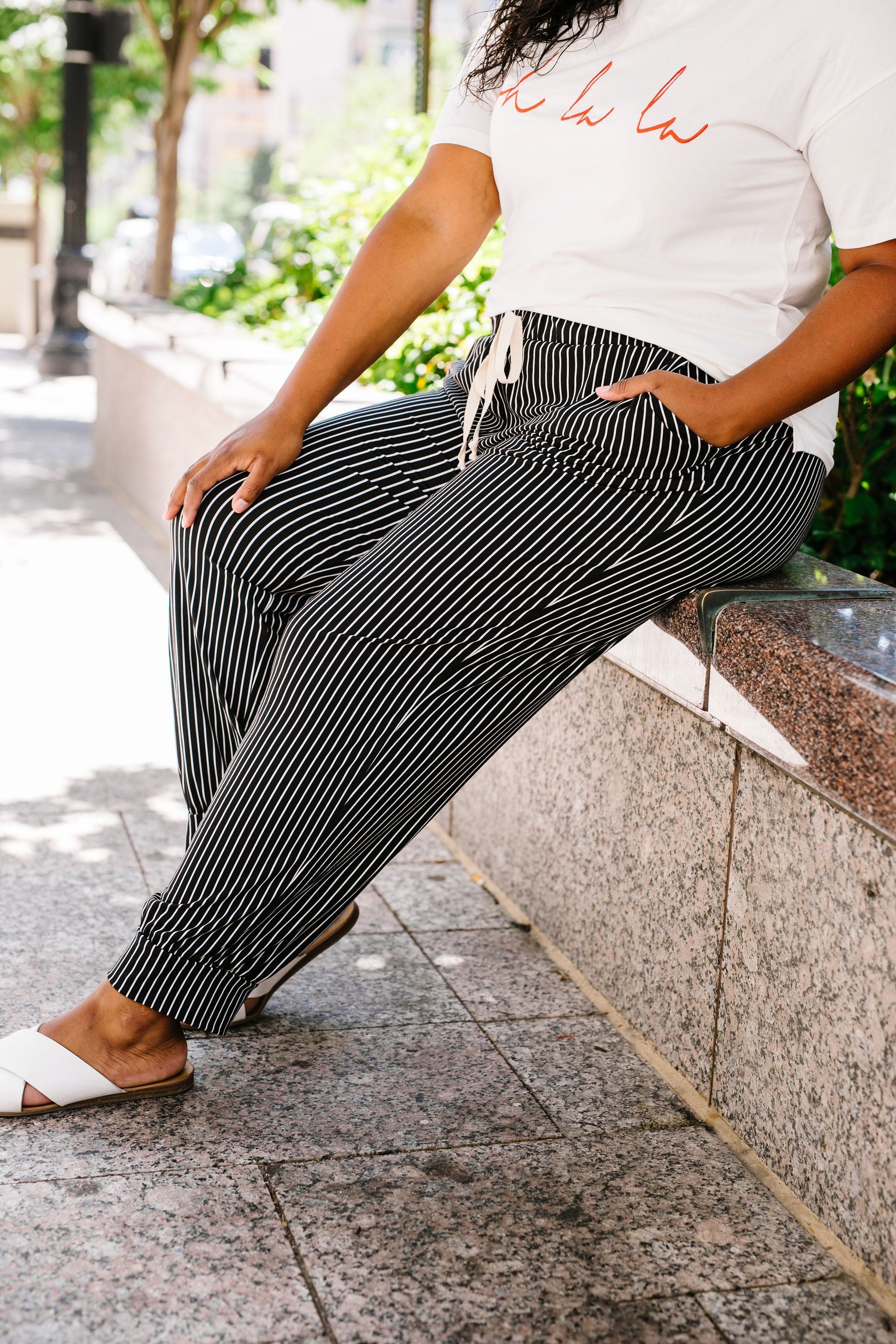 Line Up For Lounging Striped Joggers