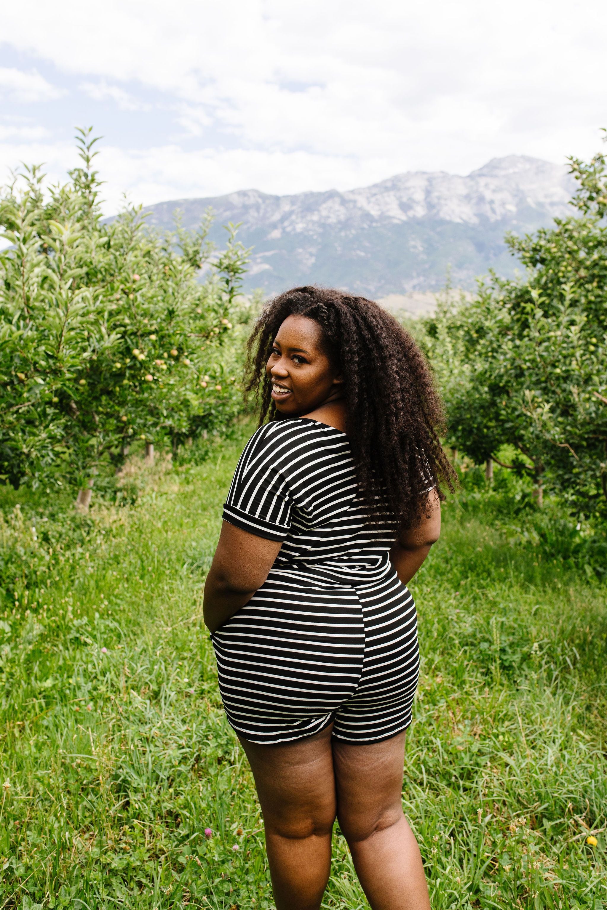 Lounge Town Striped Romper In Black