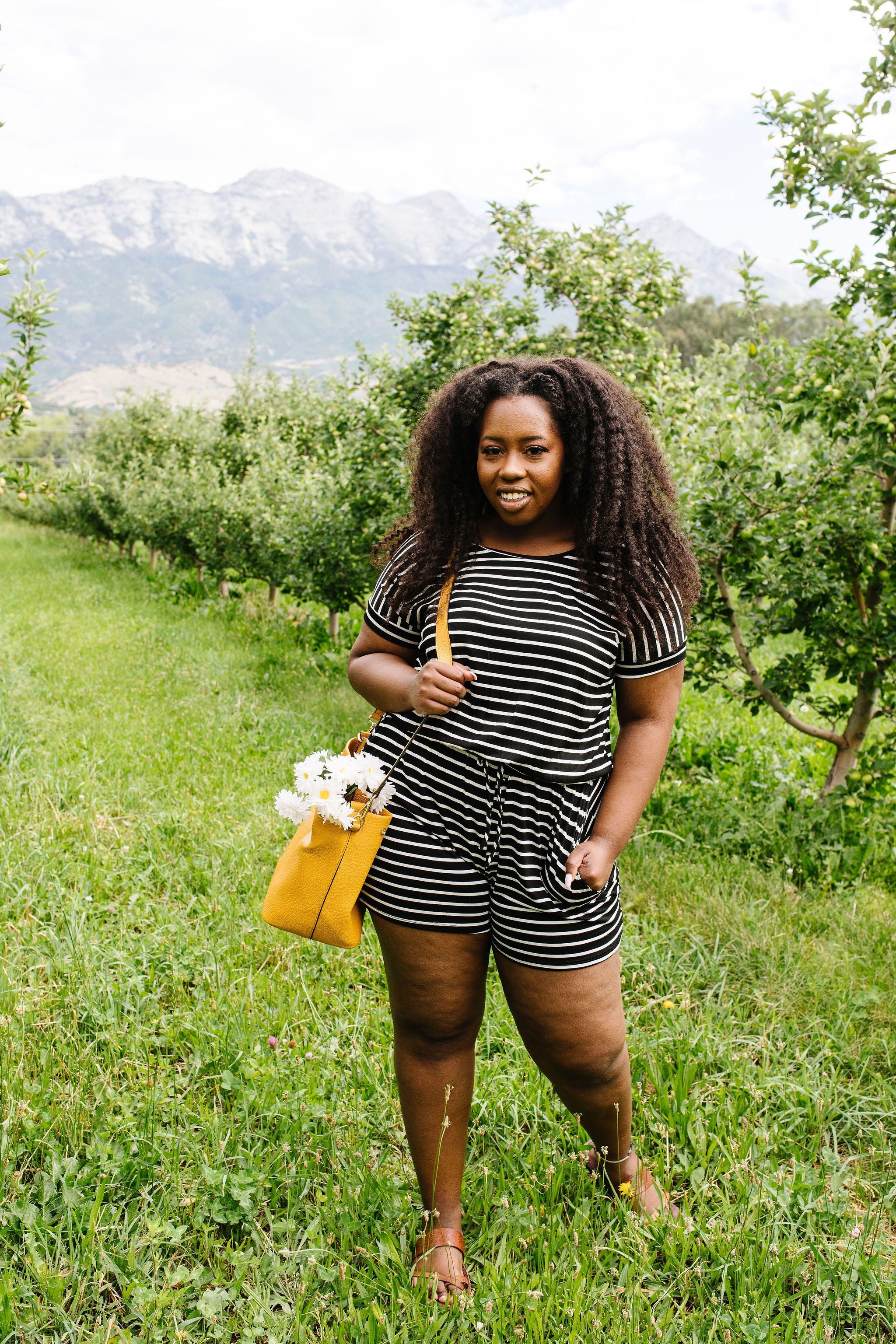 Lounge Town Striped Romper In Black