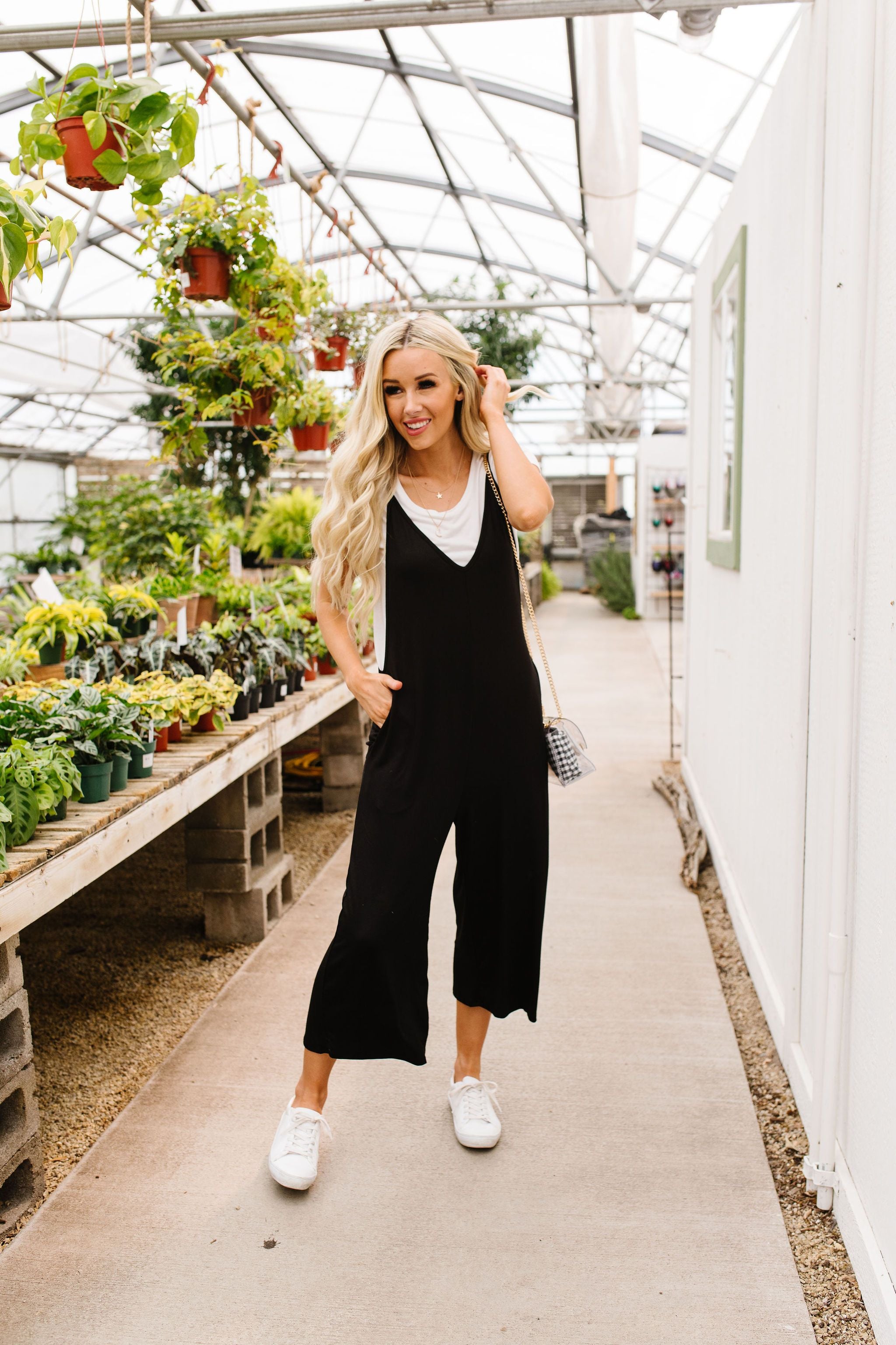 Low V Cropped Jumpsuit