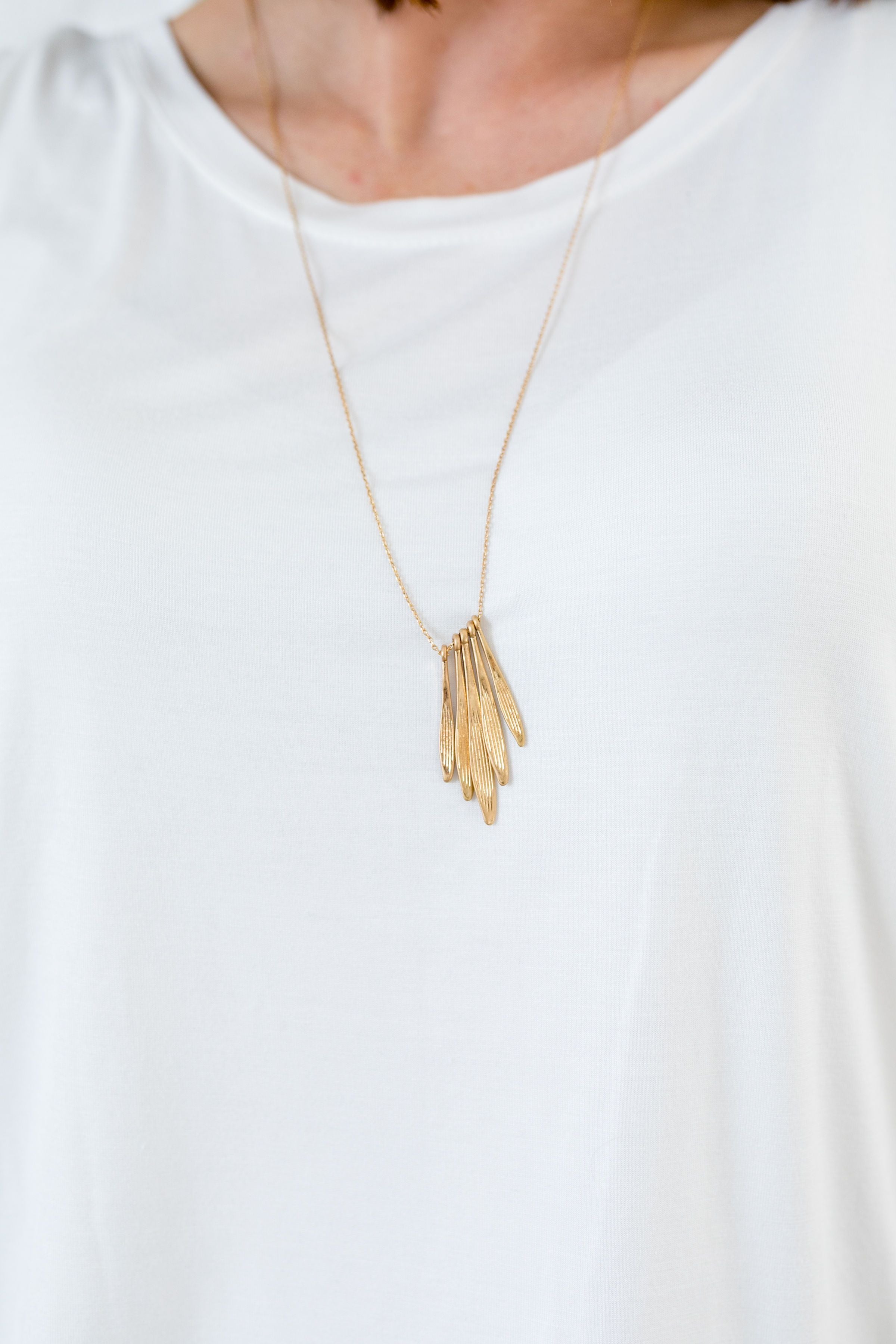 Luxor Brushed Gold Pendant Necklace