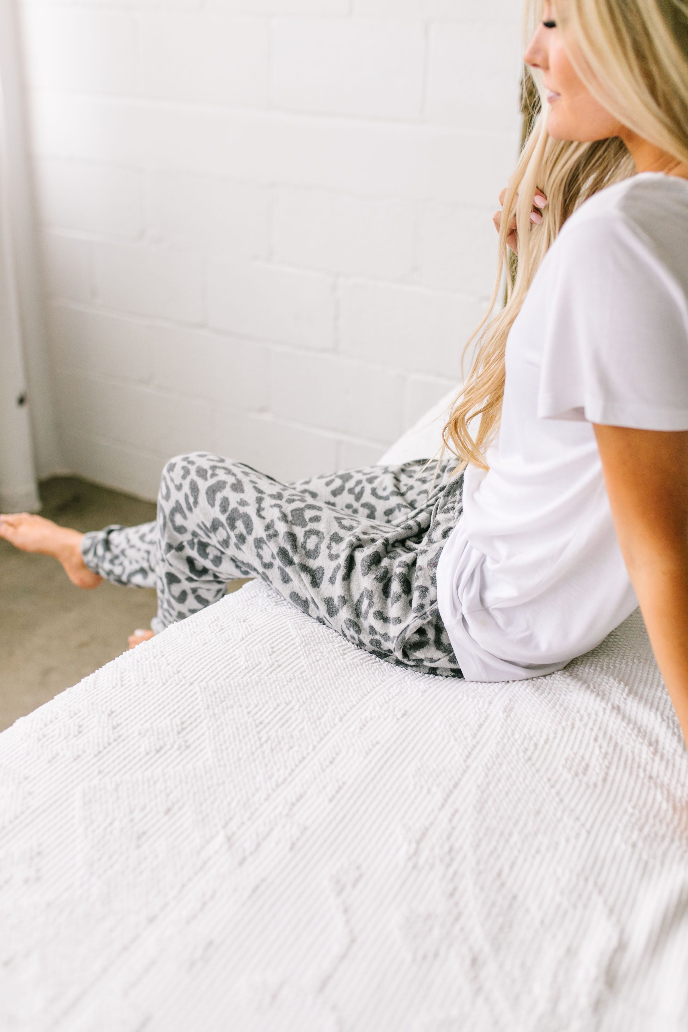 Luxuriously Soft Leopard Print Joggers In Gray