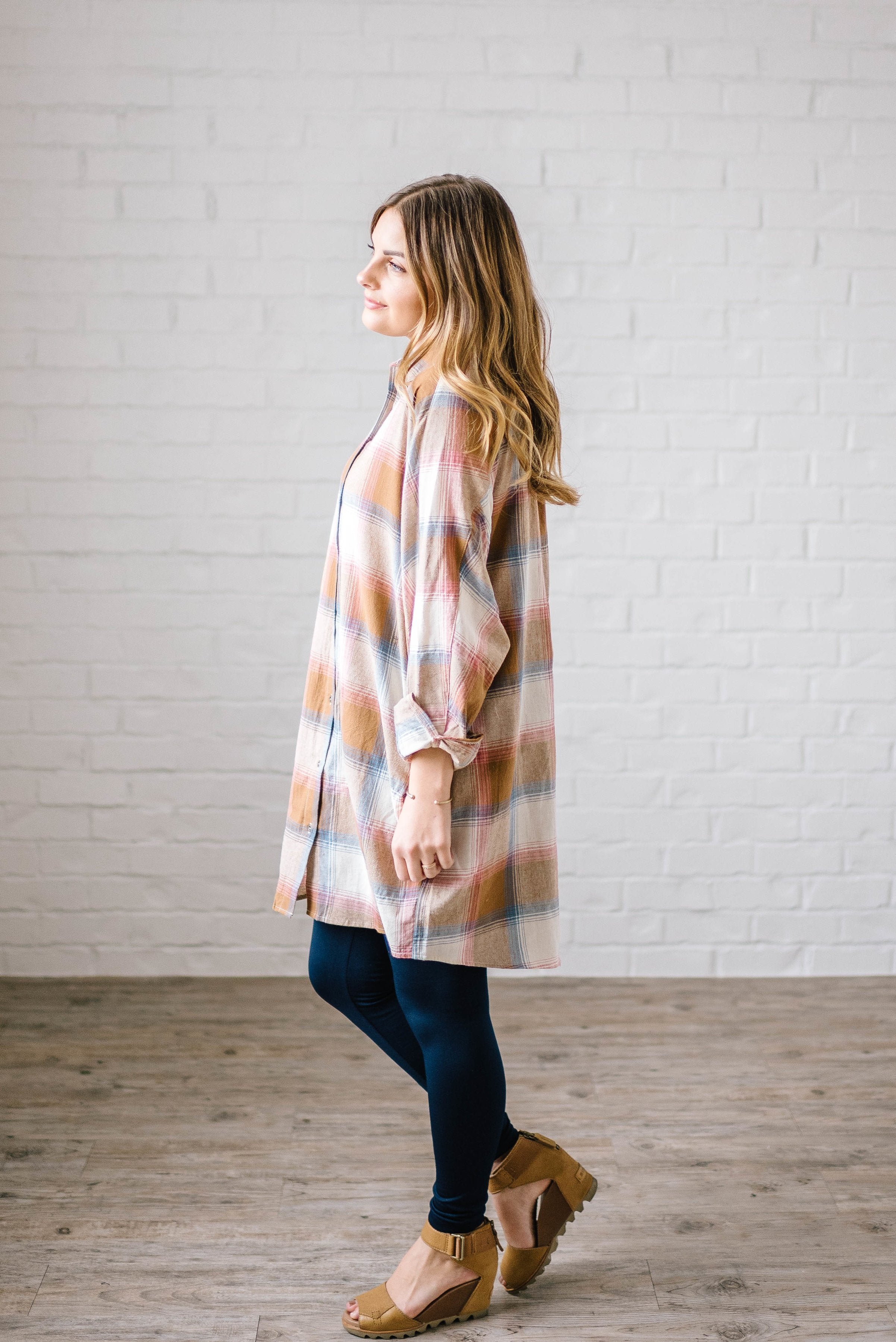 Mad About Plaid Tunic in Camel