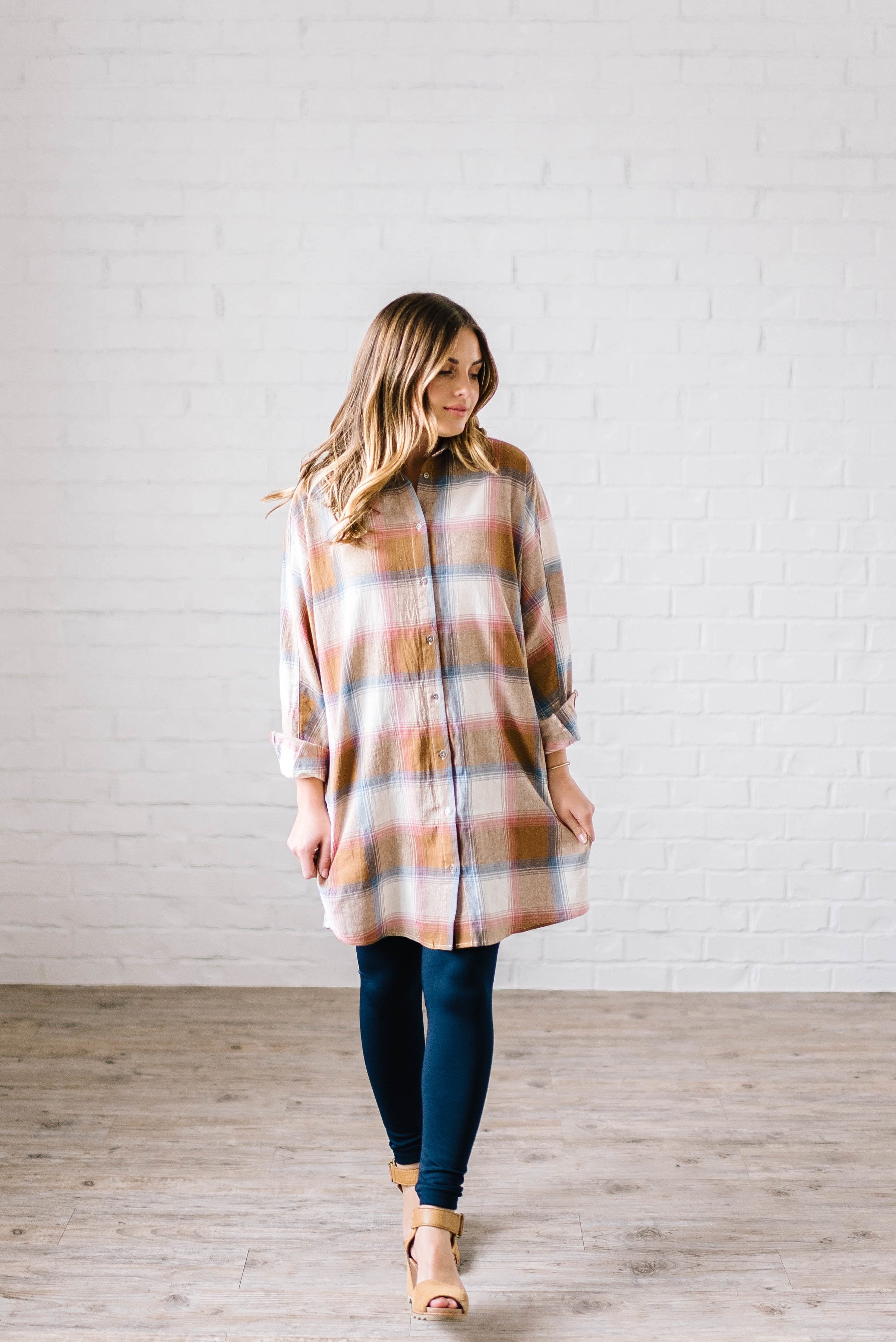 Mad About Plaid Tunic in Camel