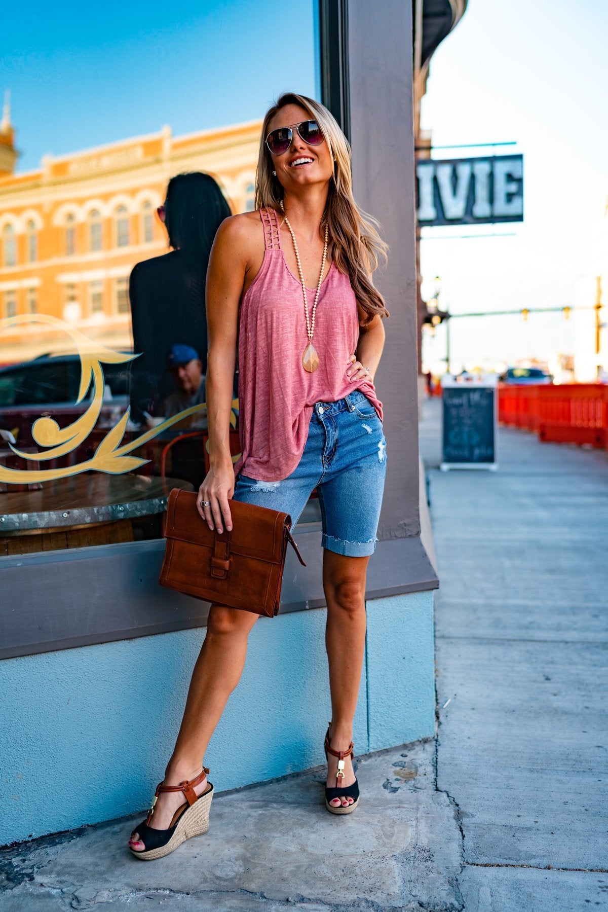 Mauve Lattice Back Tank