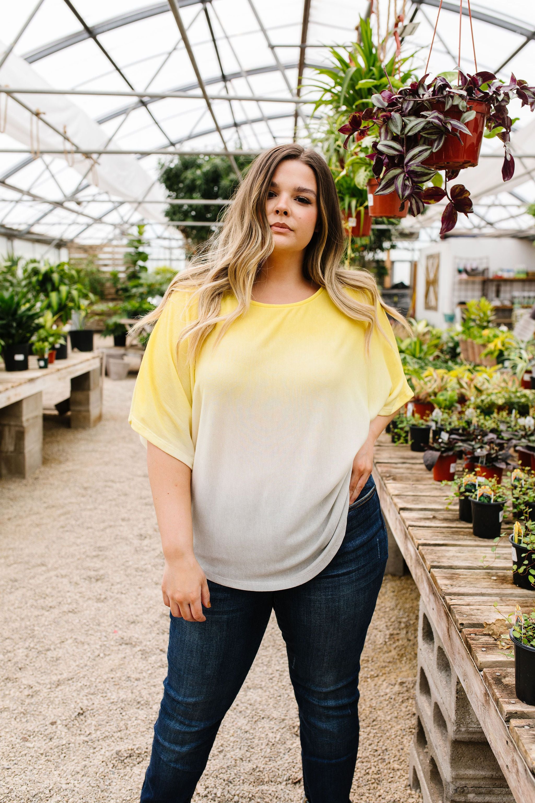 Middle Ground Ombre Top In Yellow