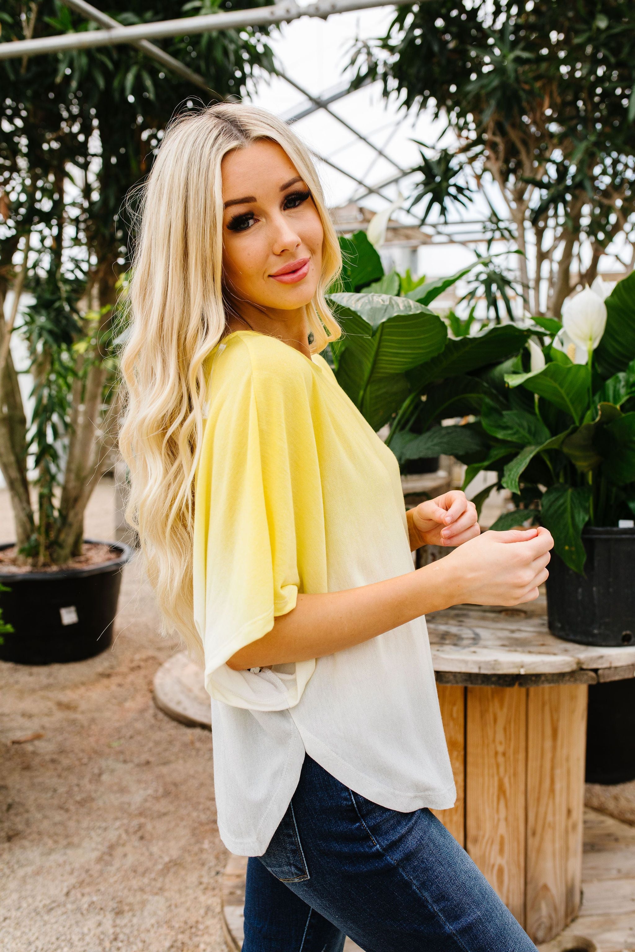 Middle Ground Ombre Top In Yellow