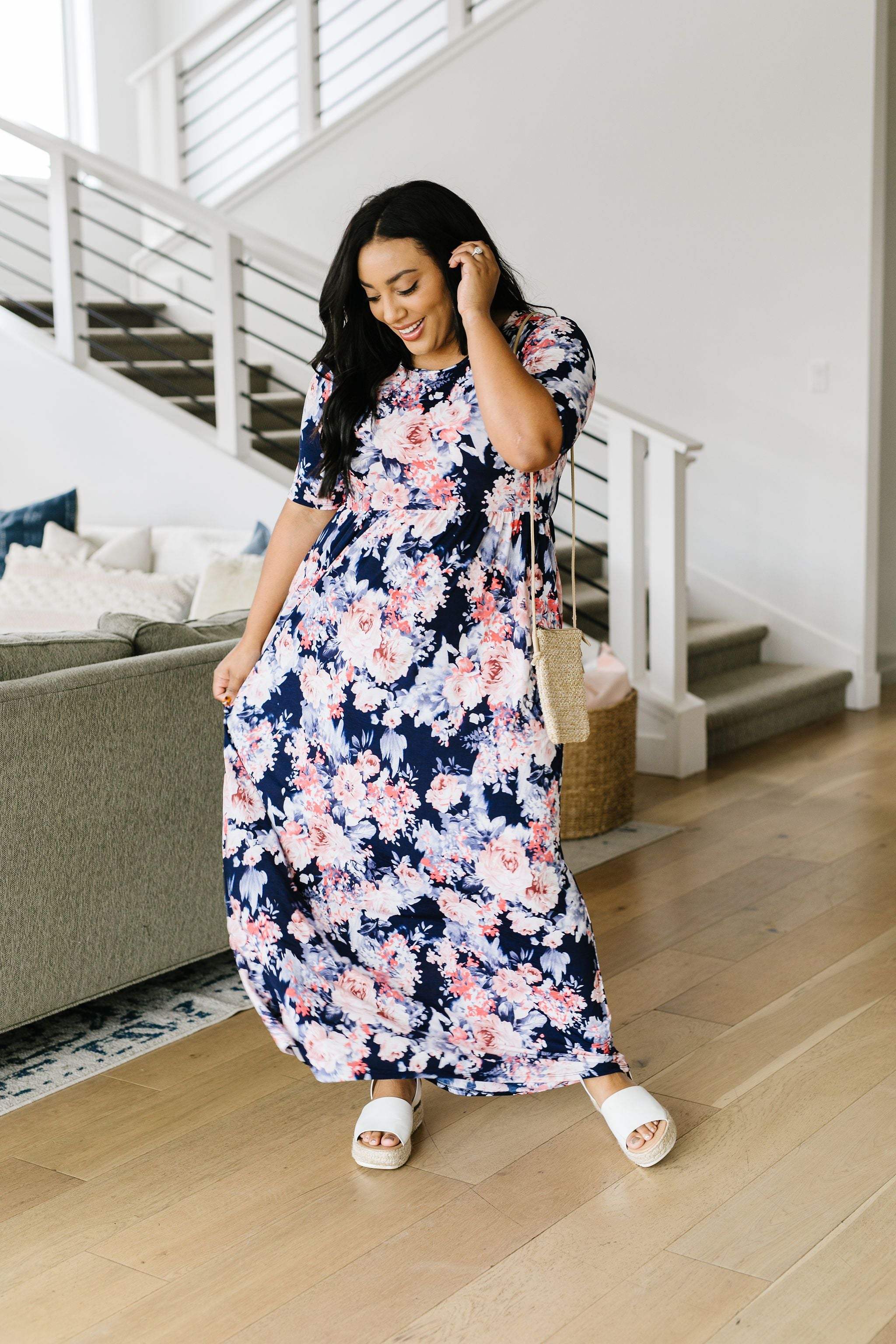 Midnight Rendezvous Floral Maxi