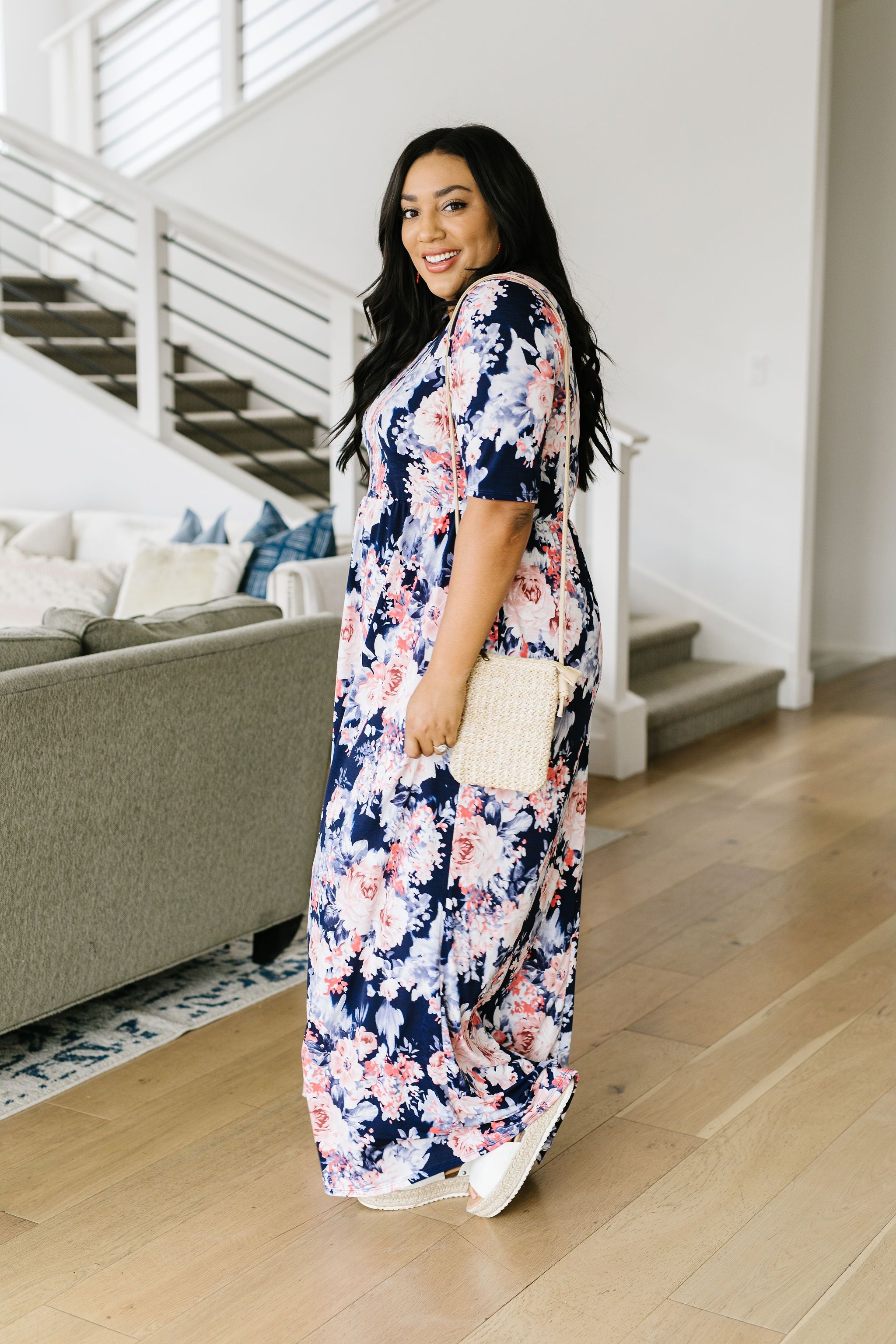 Midnight Rendezvous Floral Maxi