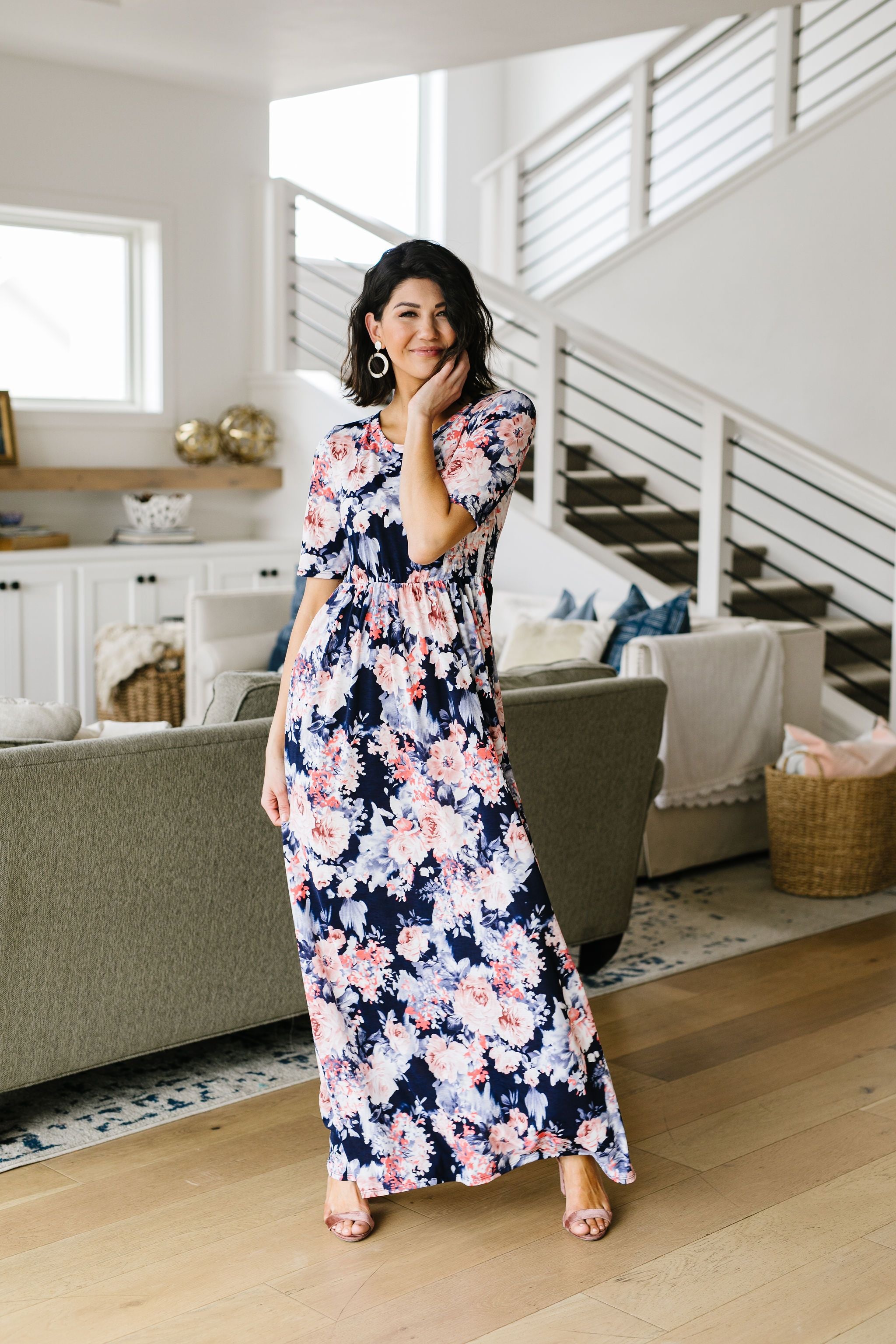 Midnight Rendezvous Floral Maxi