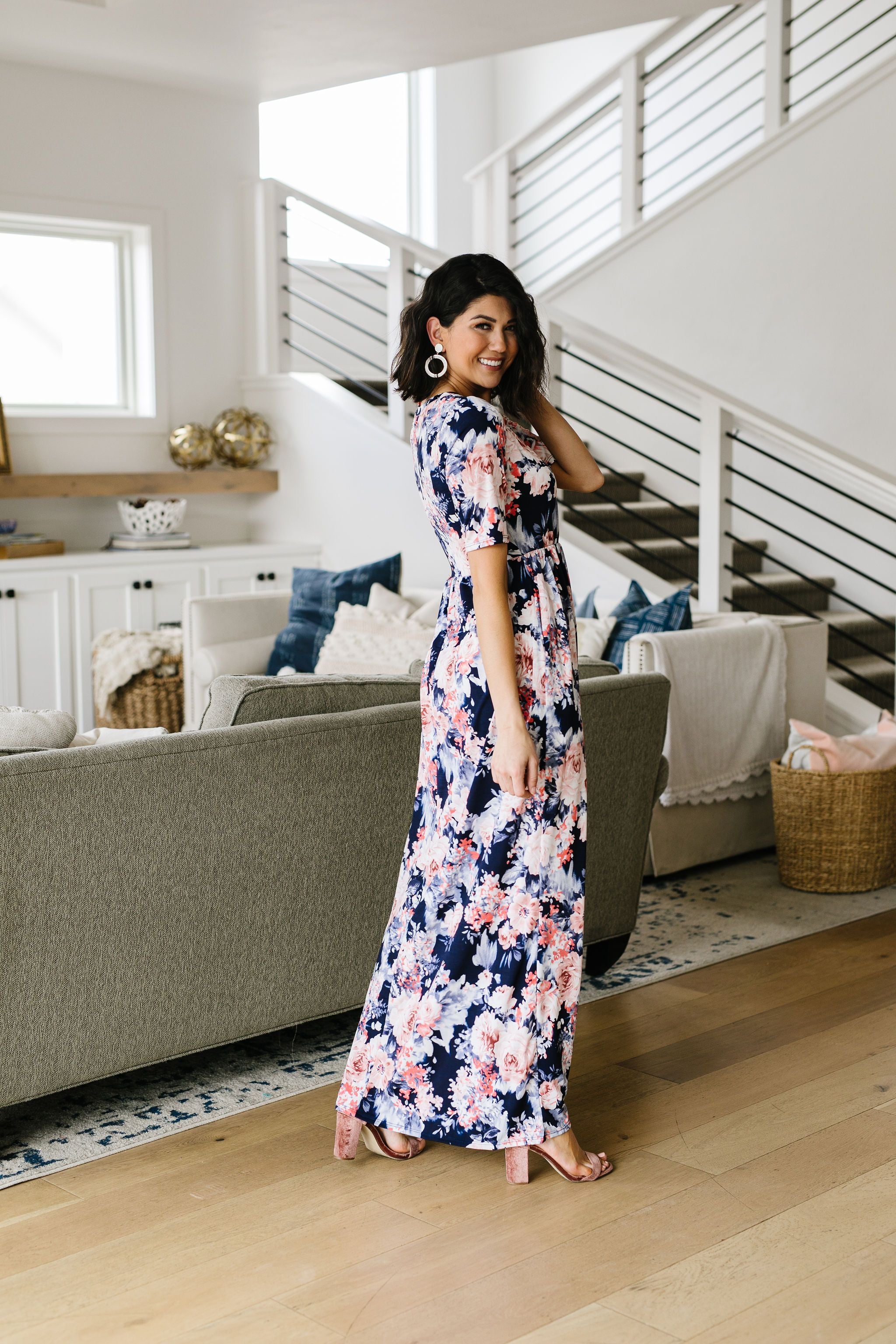 Midnight Rendezvous Floral Maxi