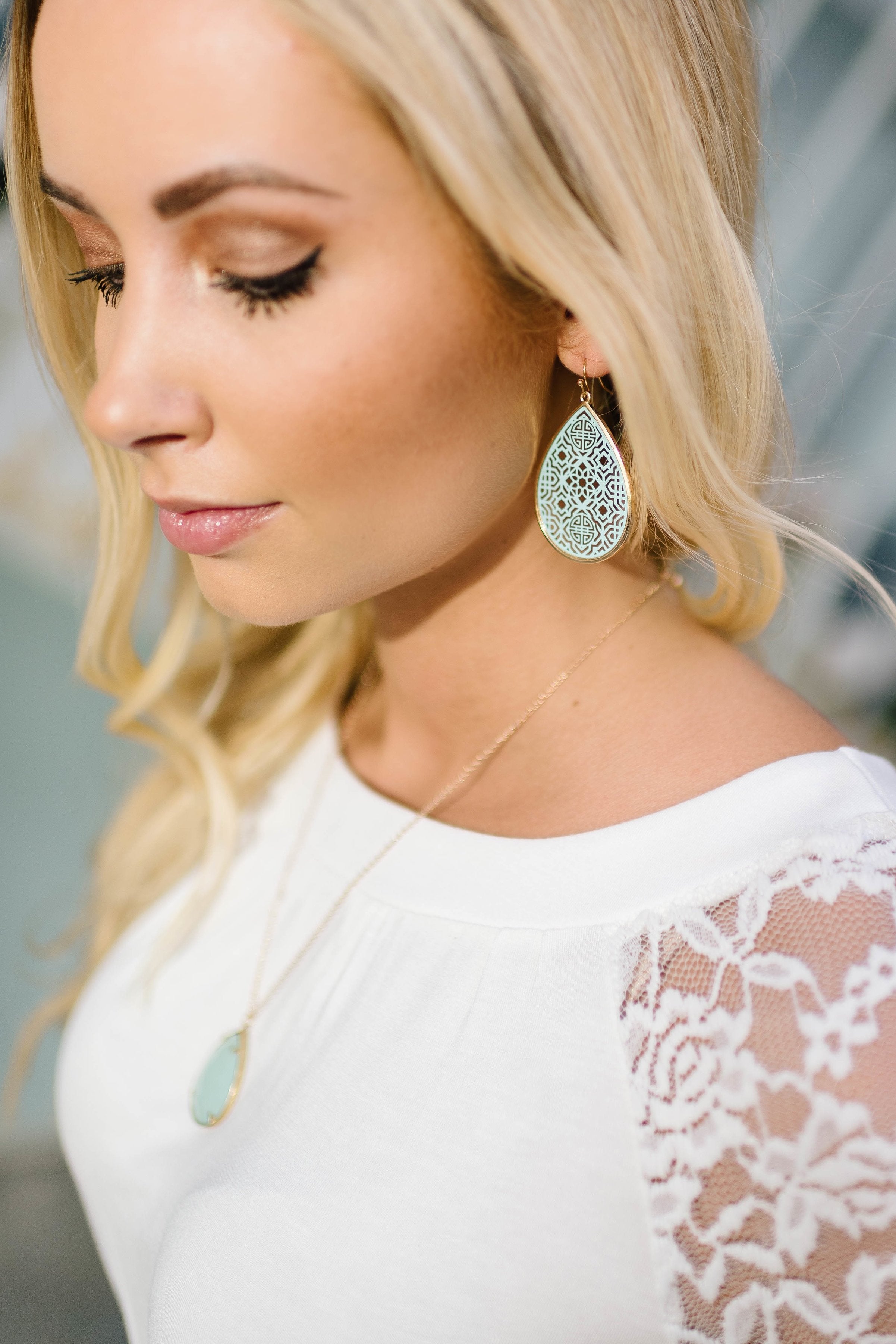 Mint Moroccan Cut Earrings